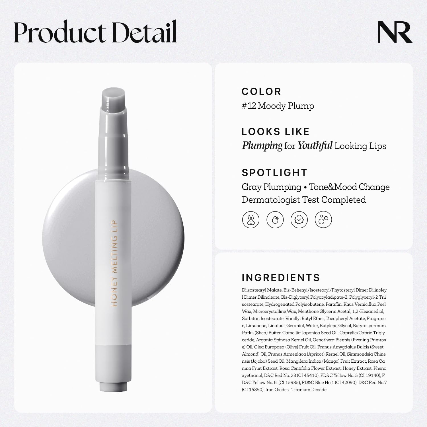 Nature Republic HONEY MELTING LIP PLUMPING (12 GRAY) SOFT LIP STICK Moody Plump