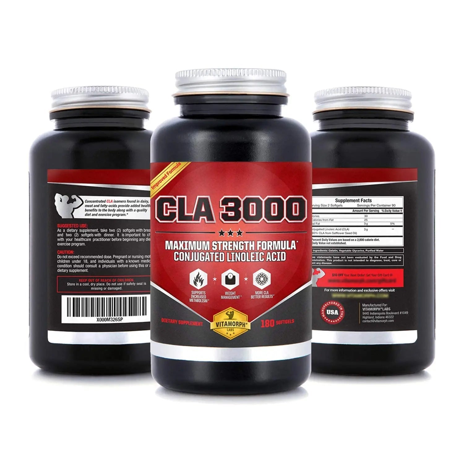 Vitamorph Labs CLA 3000 - CLA Safflower Oil for Metabolism and Weight Loss Management Vitamorph Au supplements