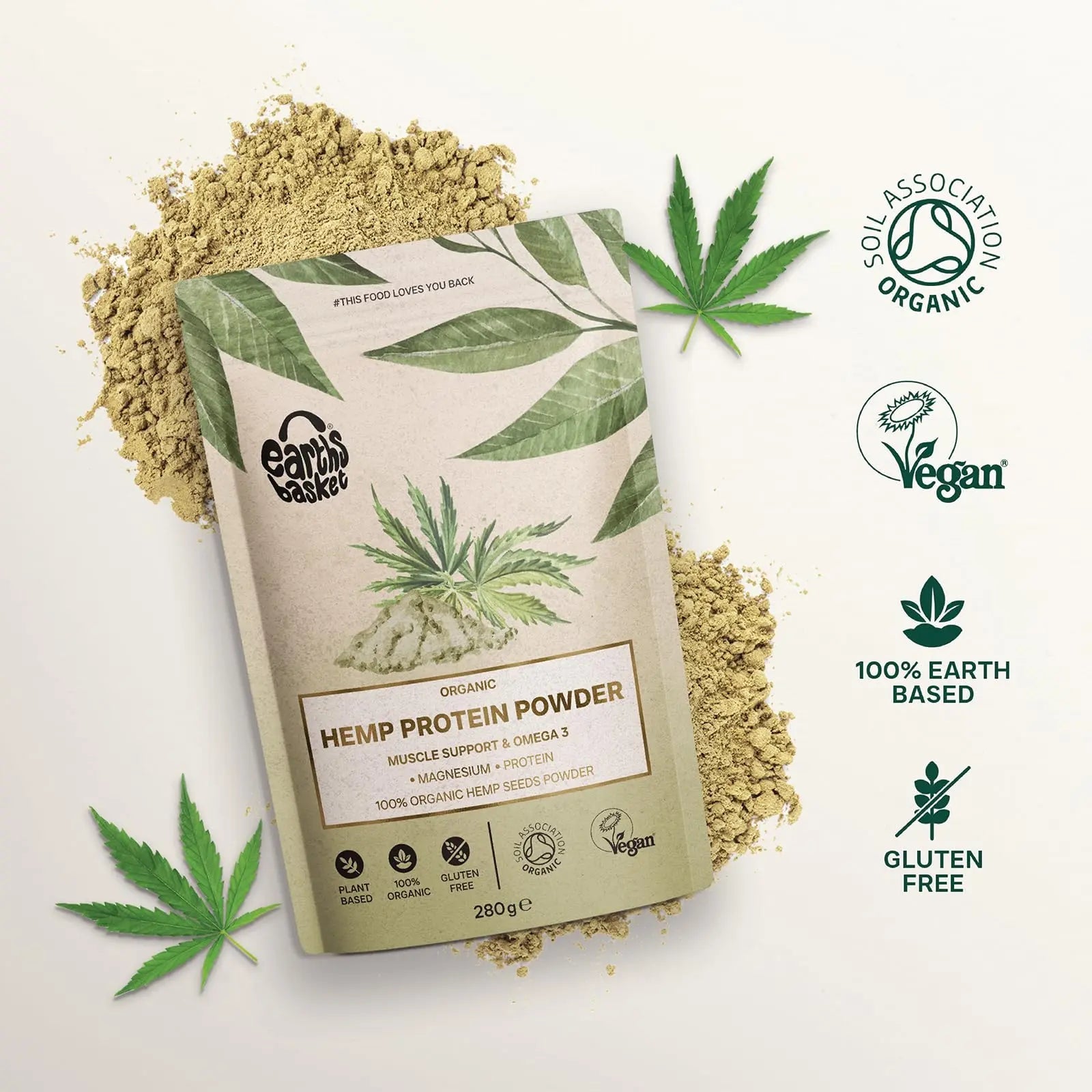 Earths Basket Organic Hemp Protein Powder,280g Natural, Unflavoured, Vegan, Gluten Free EARTHS BASKET Au supplements
