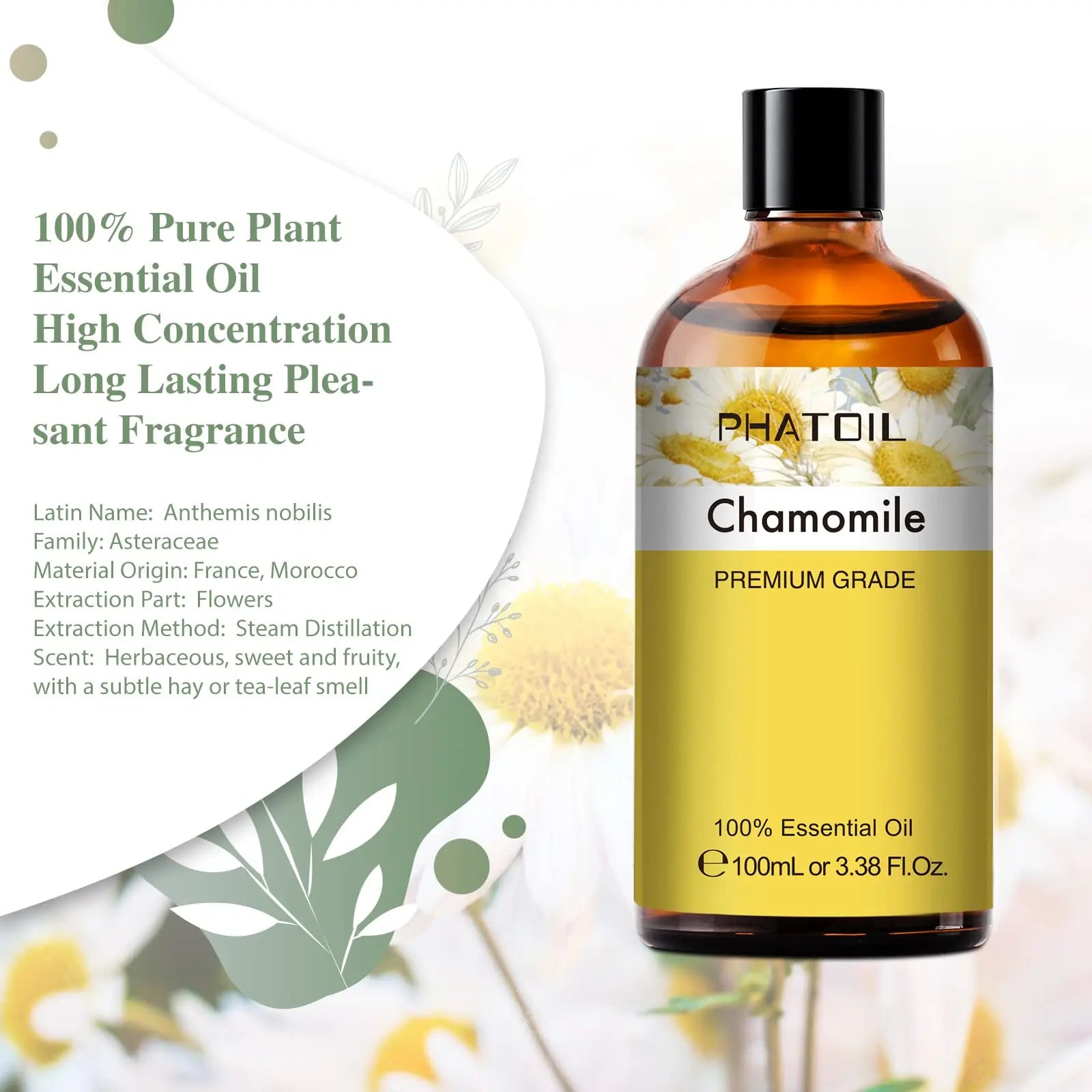 PHATOIL 100ML Chamomile Essential Oil - 3.38FL.OZ Essential Oils for Diffusers for Home PHATOIL Au supplements