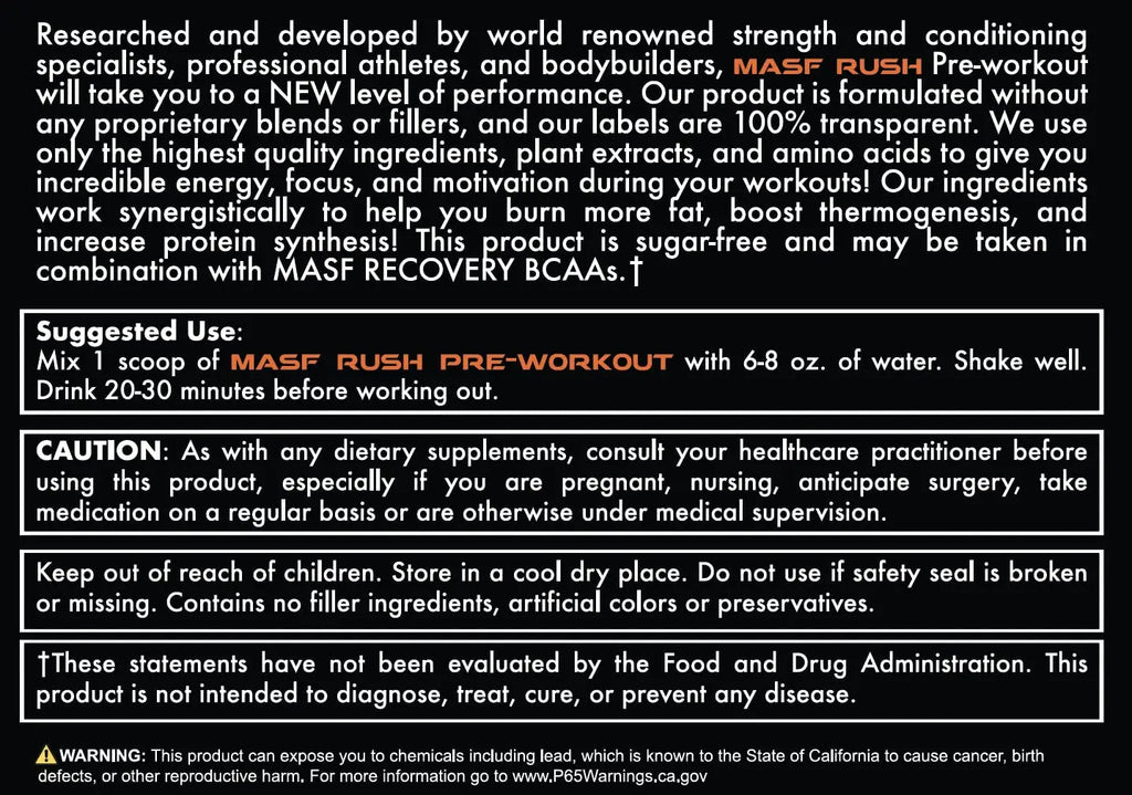 MASF Rush Pre-Workout (Orange-Mango) MASF Au supplements