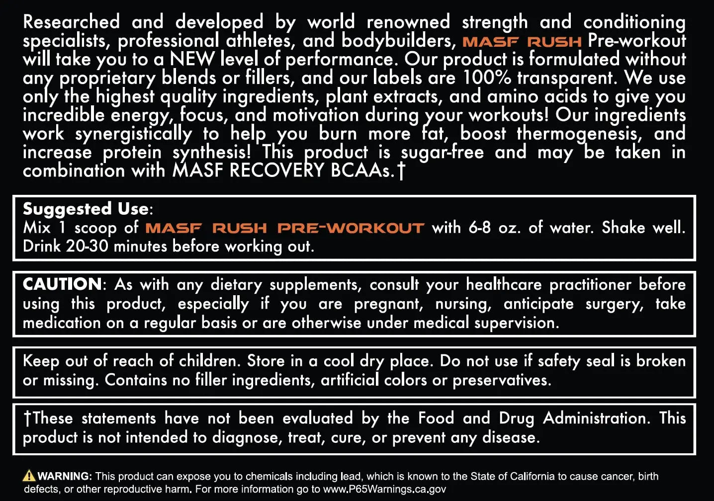 MASF Rush Pre-Workout (Orange-Mango) MASF Au supplements