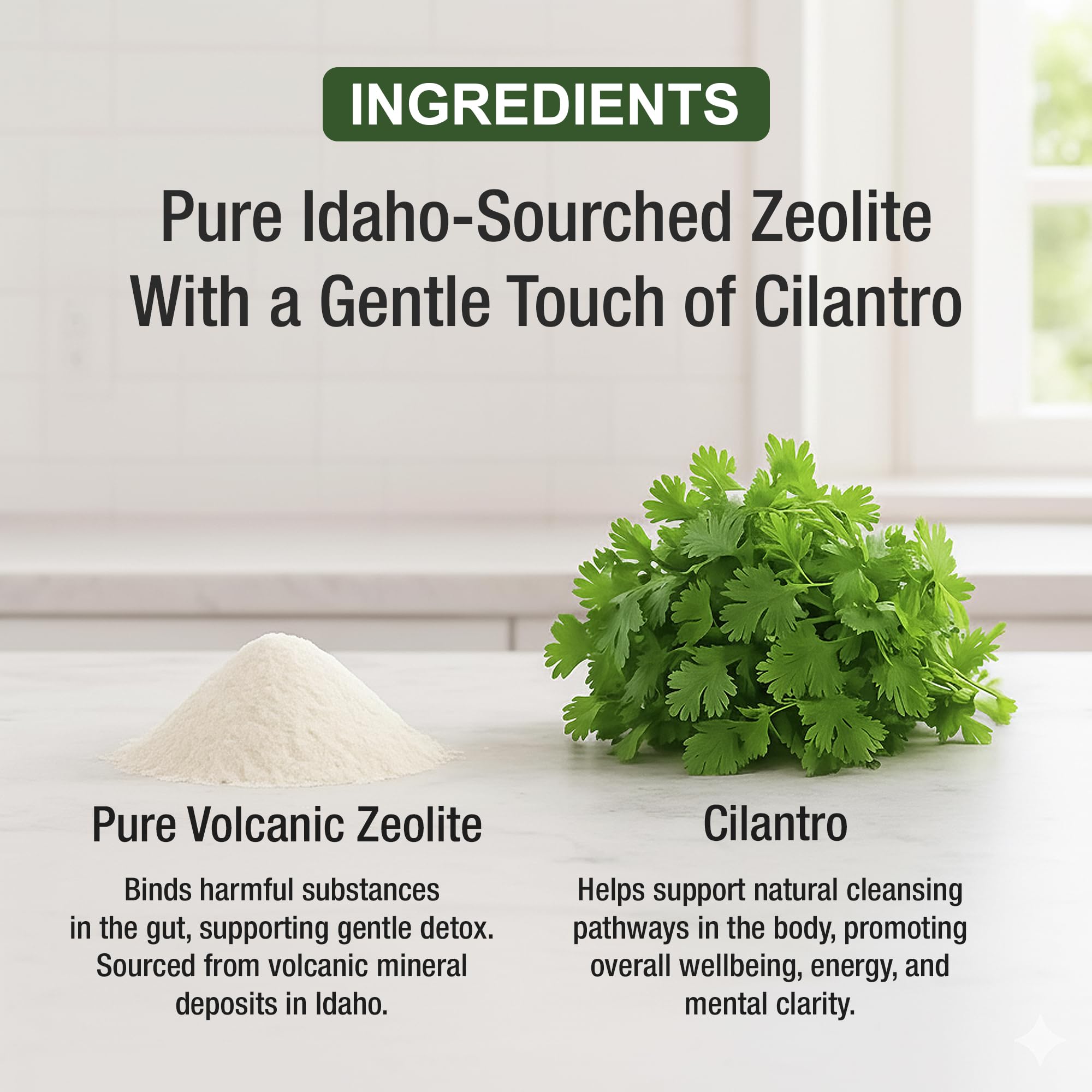Zeolite Detox for Kids & Adults with Cilantro. Volcanic Mineral from Idaho USA. Zeolite Clinoptilolite Liquid Drops Gentle Cleanse Supplement with Vitamins B12 & D. Support Focus, Energy, Gut, Speech Peak Performance Au supplements