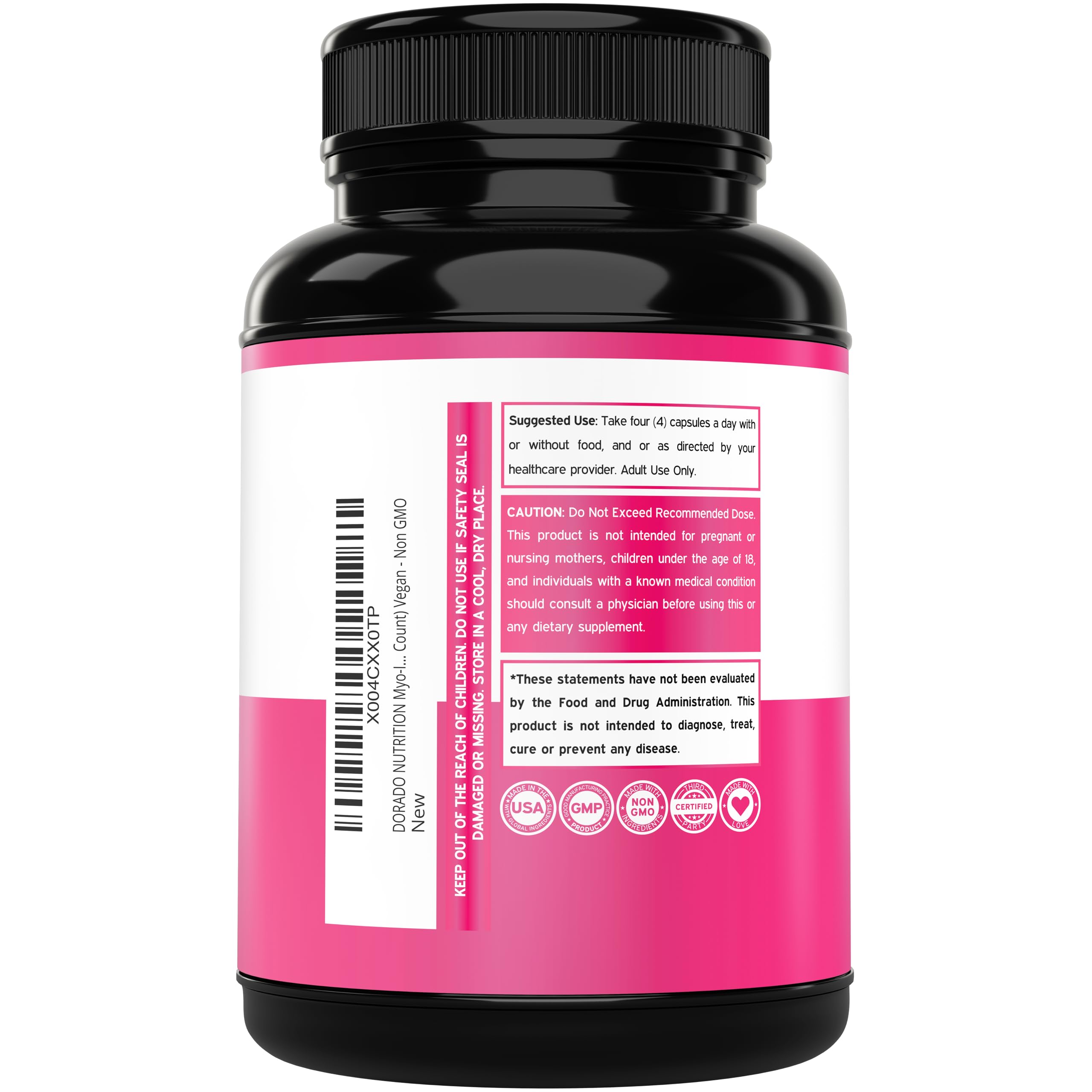 Myo-Inositol & D-Chiro Inositol Supplement For Women (120 Capsules, 2050mg Per Serving Ideal 40:1 Ratio Myo Inositol) Hormone Balance for Women - Third Party Tested