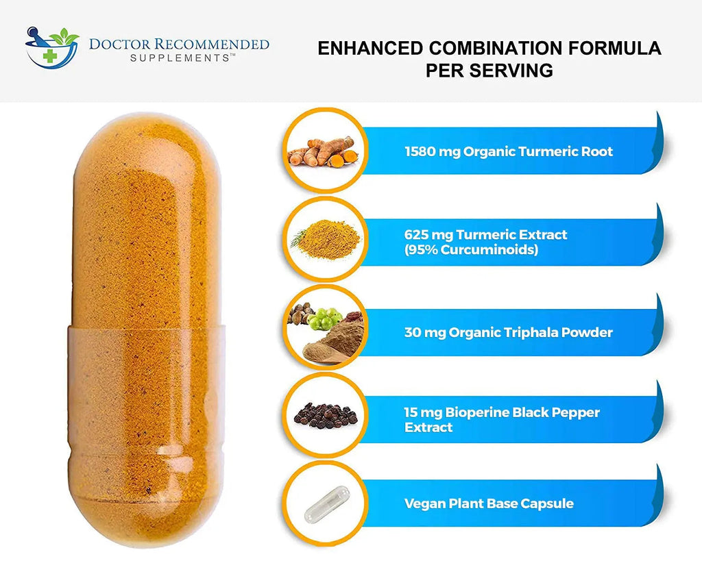 Turmeric Curcumin - 2250mg/d - Veggie Caps - 95% Curcuminoids with Black Pepper DOCTOR RECOMMENDED SUPPLEMENTS Au supplements