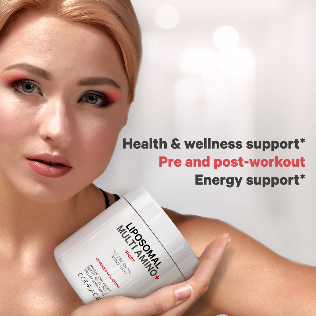Codeage Liposomal Multi Amino Powder Supplement - BCAA & EAA Supplement All 9 Essential Amino Acids, Branched-Chain Amino Acid, Pre & Post Workout, Unflavored, Liposomal Delivery, Non-GMO, 6.15 oz Codeage Au supplements