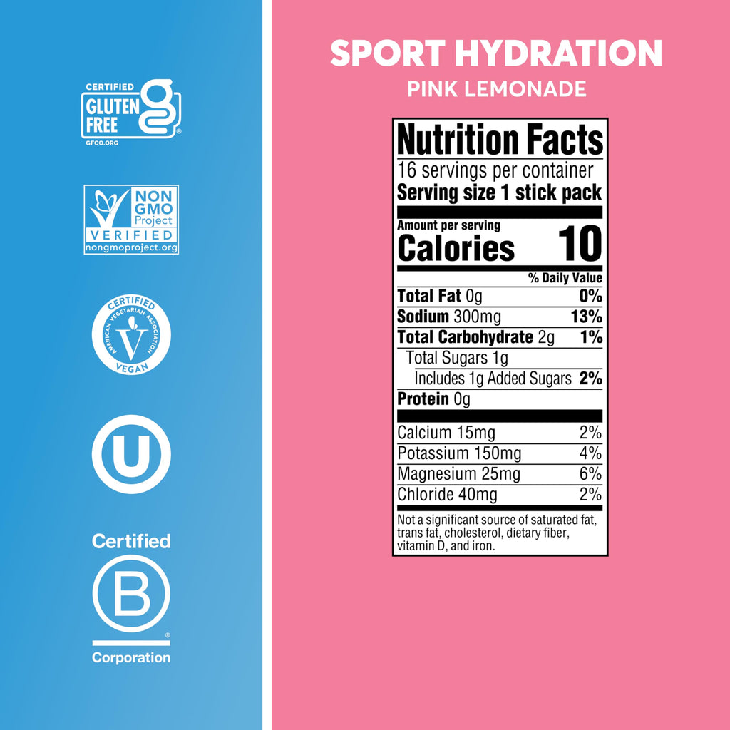 Nuun Sport Electrolyte Powder Packets with Magnesium, Calcium, Potassium, Chloride, and Sodium, Hydration Packets for On-the-Go, Pink Lemonade Flavor, Gluten Free & Vegan,