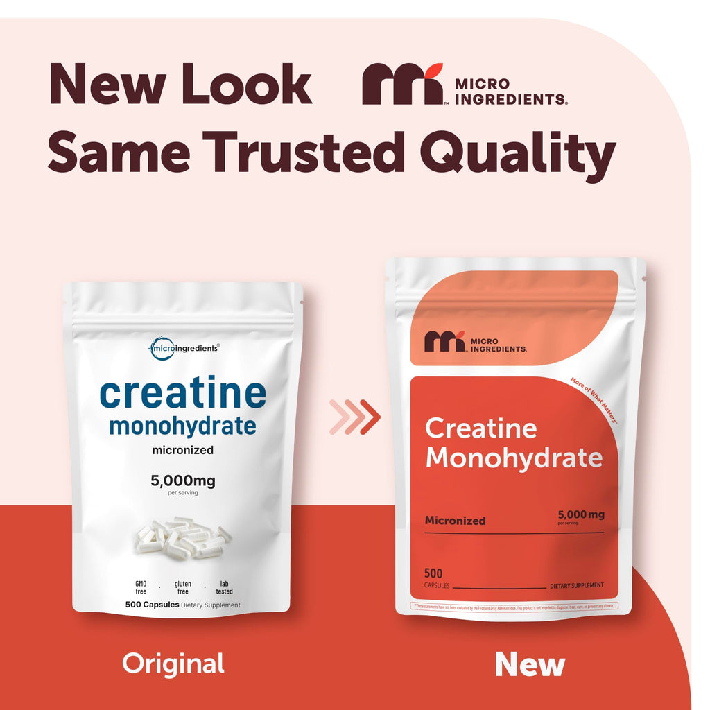 Creatine Monohydrate 5,000mg, 500 Capsules | Pure Creatine Pills – Micronized + Unflavored Powder Source, Easy Absorption | Keto, Non-GMO