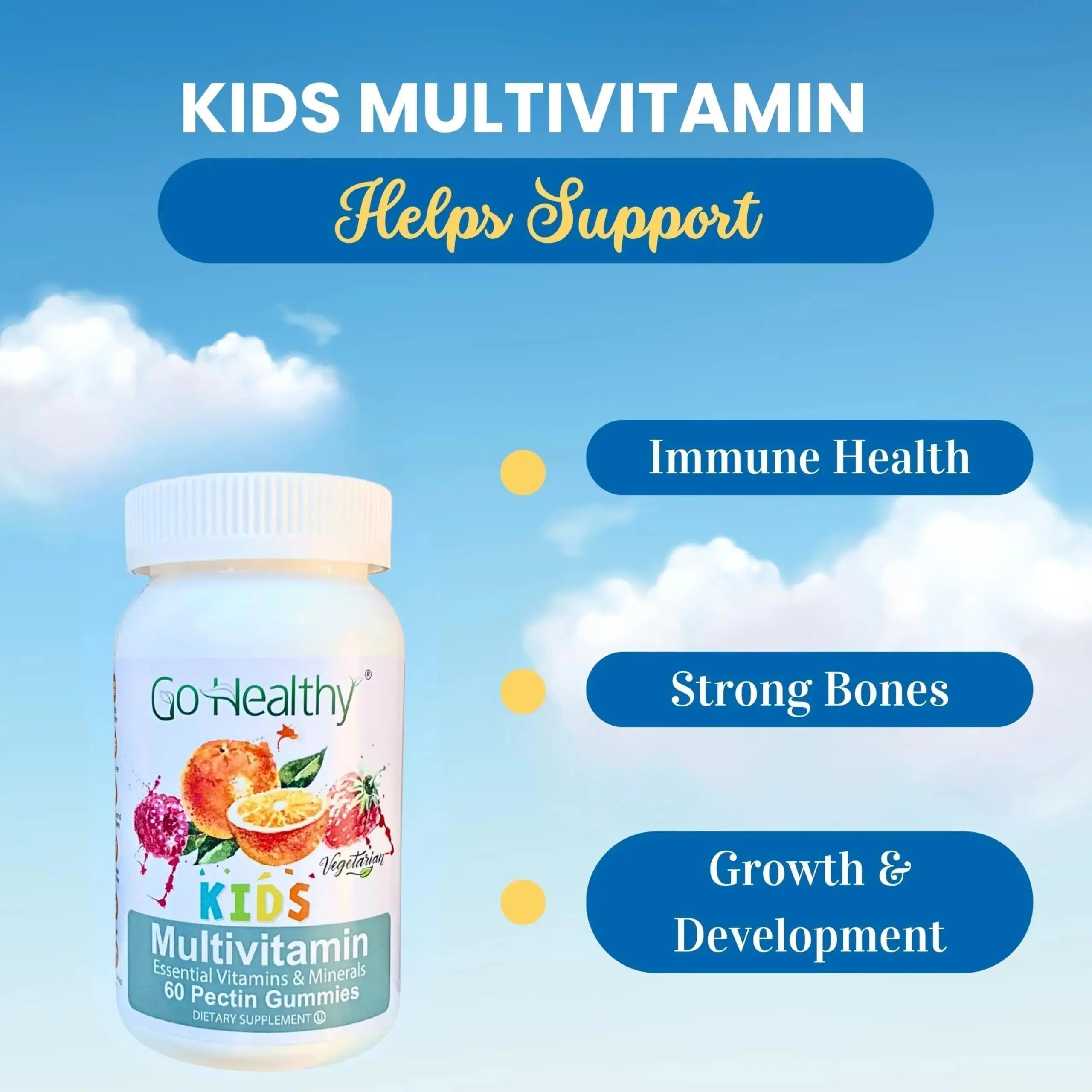Go Healthy Kids Multivitamin Gummies, Immune Support, Kids Vitamin Gummies, Kosher Kid Vitamin, Halal Go Healthy Natural Au supplements