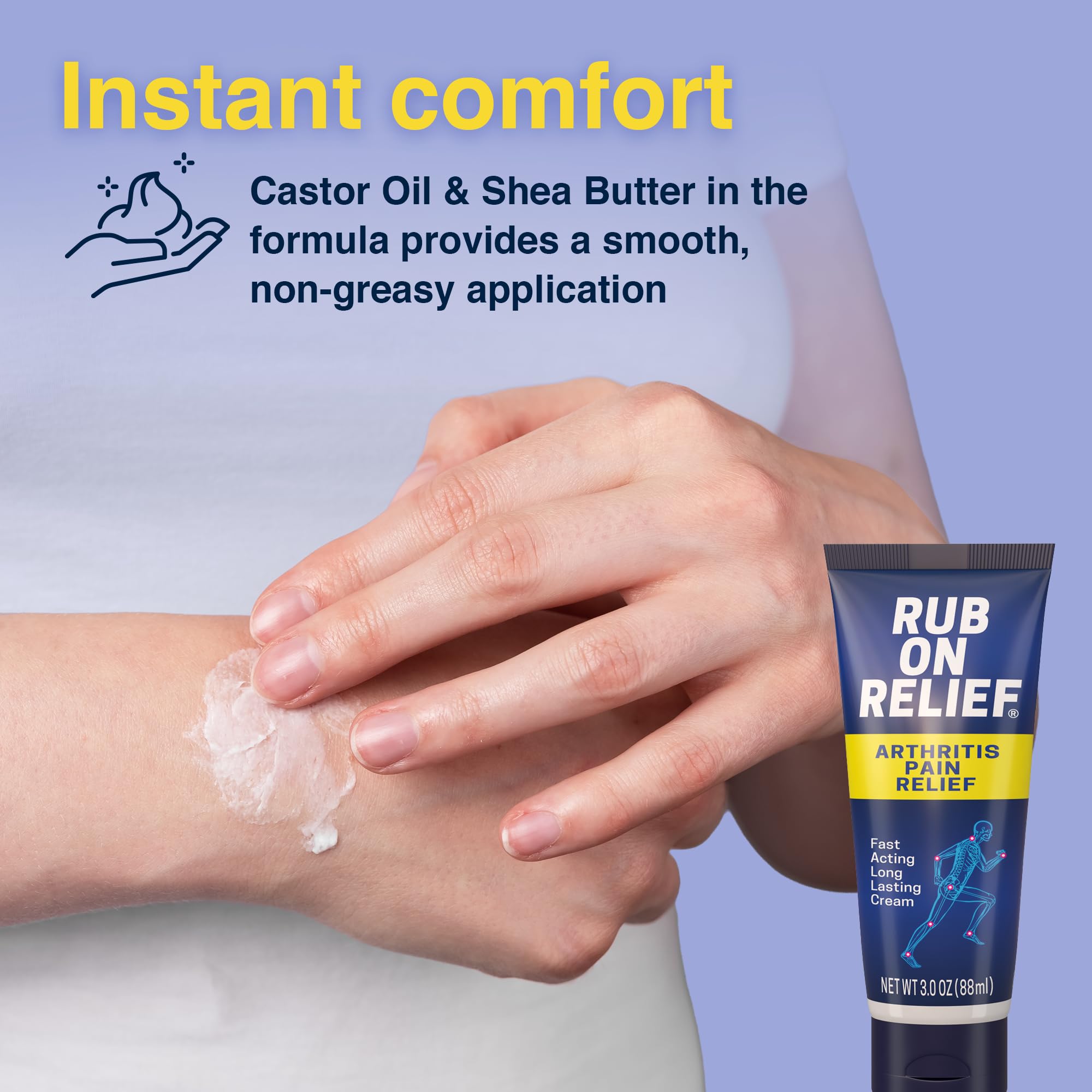 RUB ON RELIEF Arthritis Pain Relief Cream – 10-in-1 Non-Greasy Joints Pain Cream for Knees, Back, Neck, Hands, & Muscle Aches with Menthol, Camphor, Arnica, MSM & Turmeric Up to 8 Hours, 3oz (3 Pack) RUB ON RELIEF Au supplements