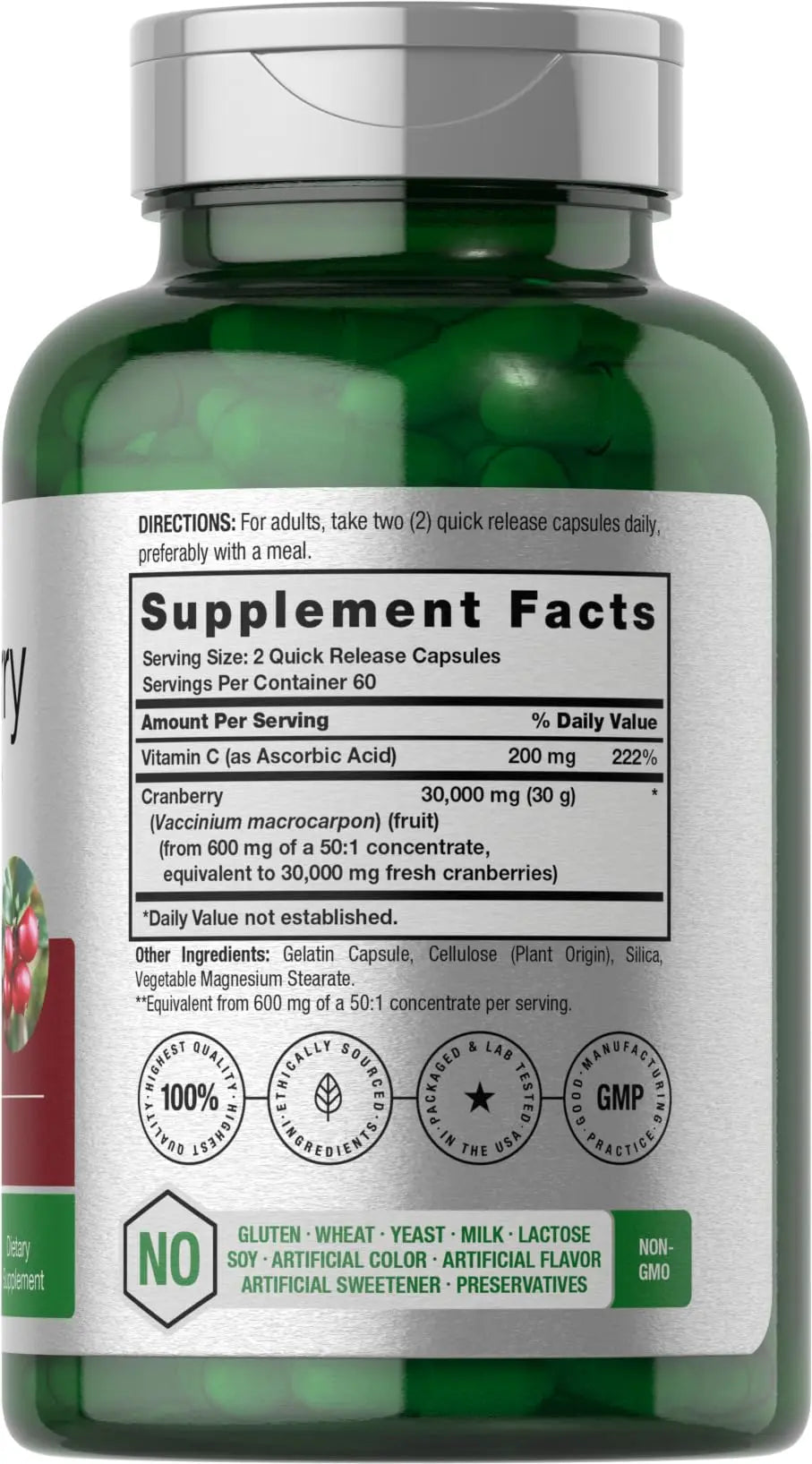 Cranberry Concentrate Extract Pills + Vitamin C | 30,000mg | 120 Capsules | Triple Strength Horbäach Au supplements