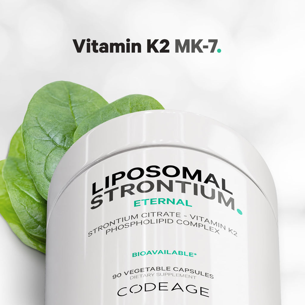 Codeage Liposomal Strontium Supplement - Strontium Citrate, Vitamin K2 MK-7, Liposomal Delivery, Non-GMO, Gluten-Free - 90 Capsules Codeage Au supplements