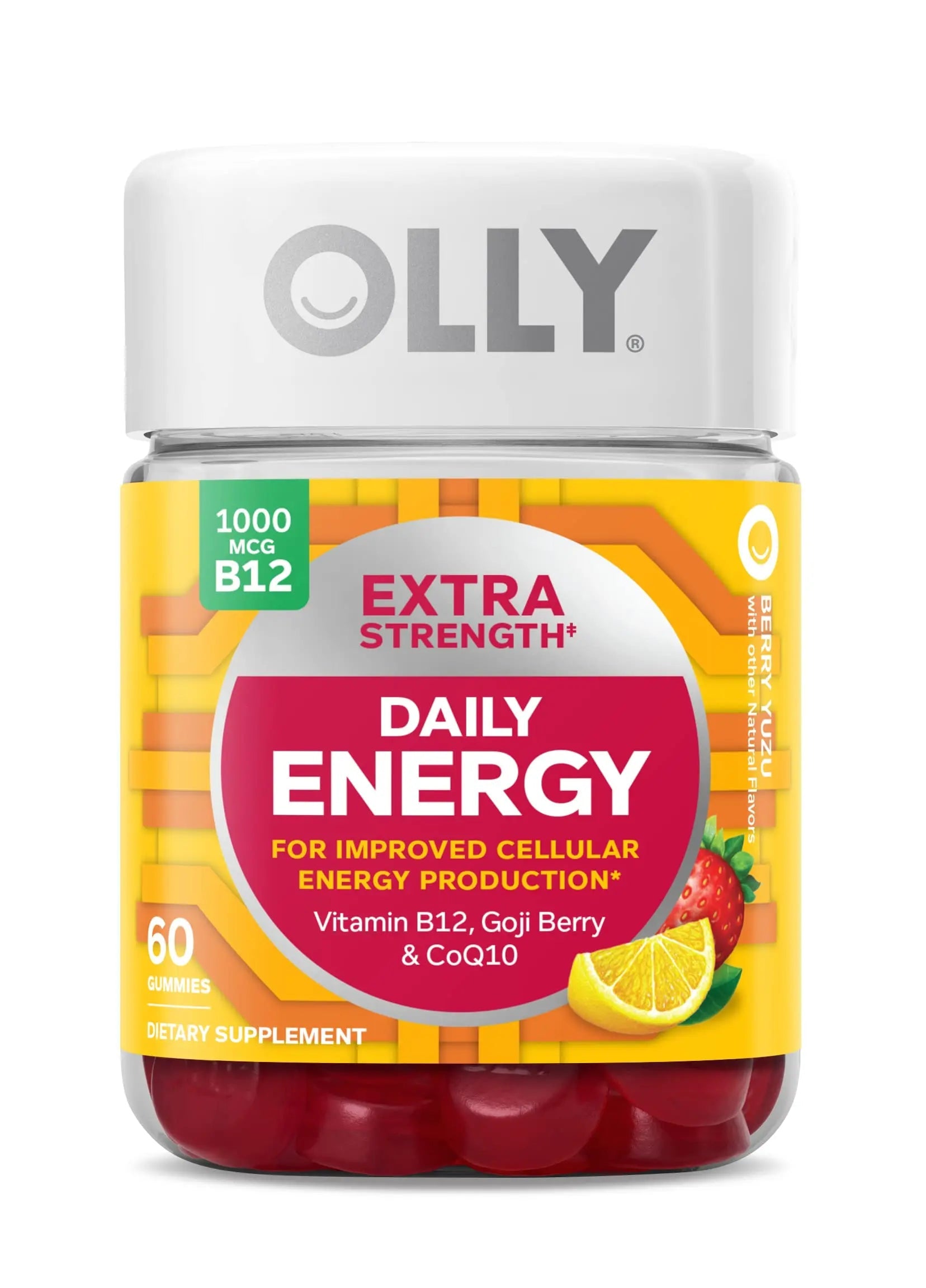 OLLY Extra Strength Daily Energy Gummy, Caffeine Free, 1000mcg Vitamin B12, CoQ10, Goji Berry, Adult Chewable Supplement OLLY Au supplements