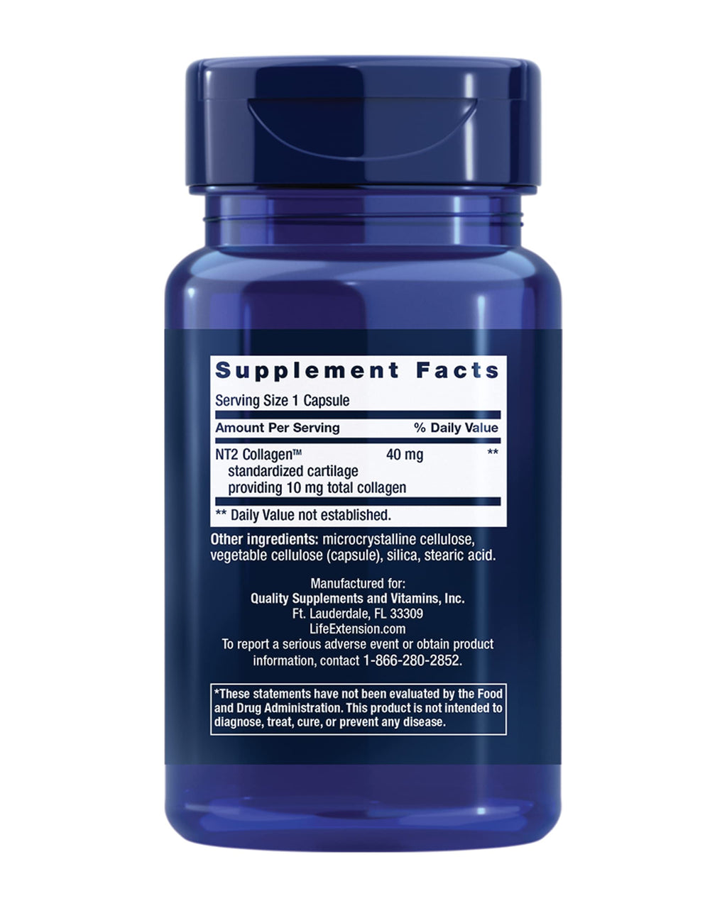 Life Extension NT2 Collagen™, Joint Health Supplement for Joint Comfort & Mobility, Gluten-Free, Non-GMO, 1 Daily, 60 Small Capsules Life Extension Au supplements
