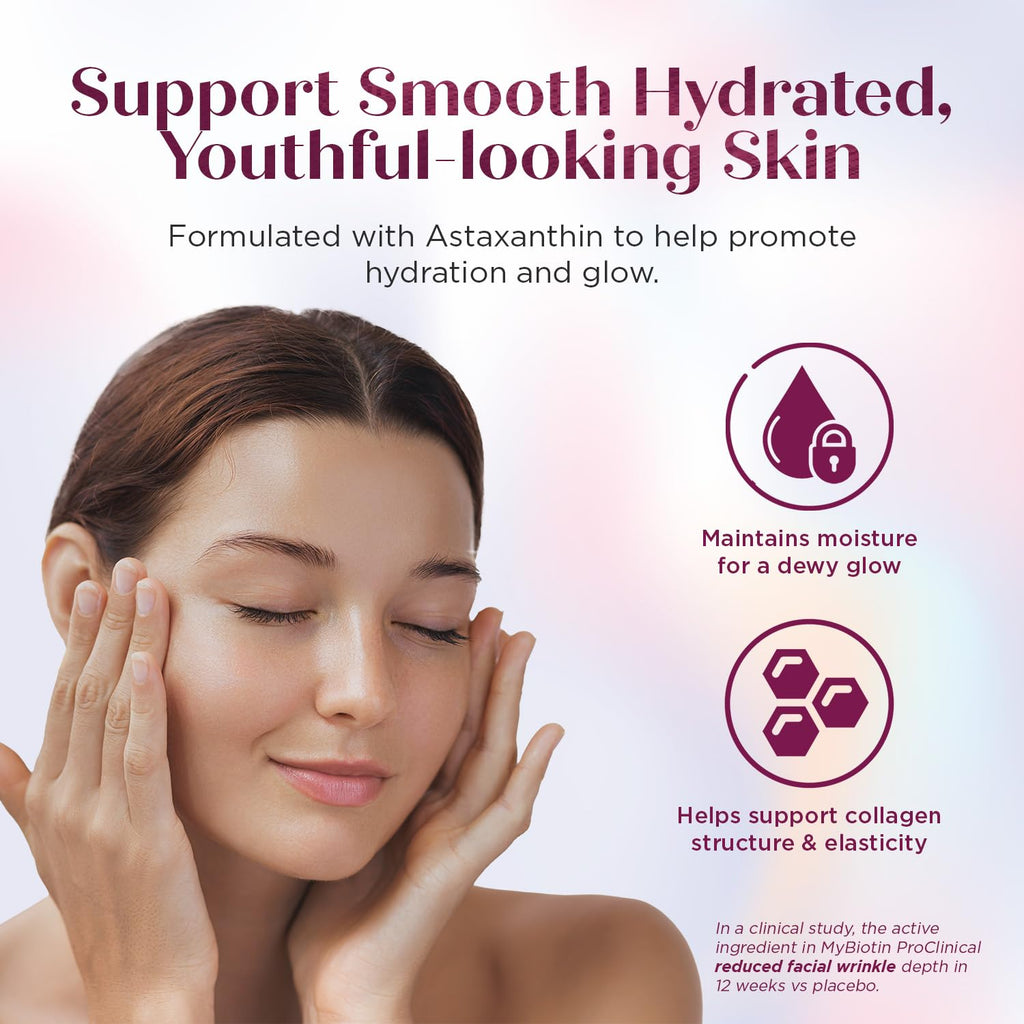 Purity Products MyBiotin ProClinical – Thicker Hair Starting in 3 Weeks & Fights Wrinkles - MB40X Patented Biotin Vitamin B7 Matrix w/Astaxanthin