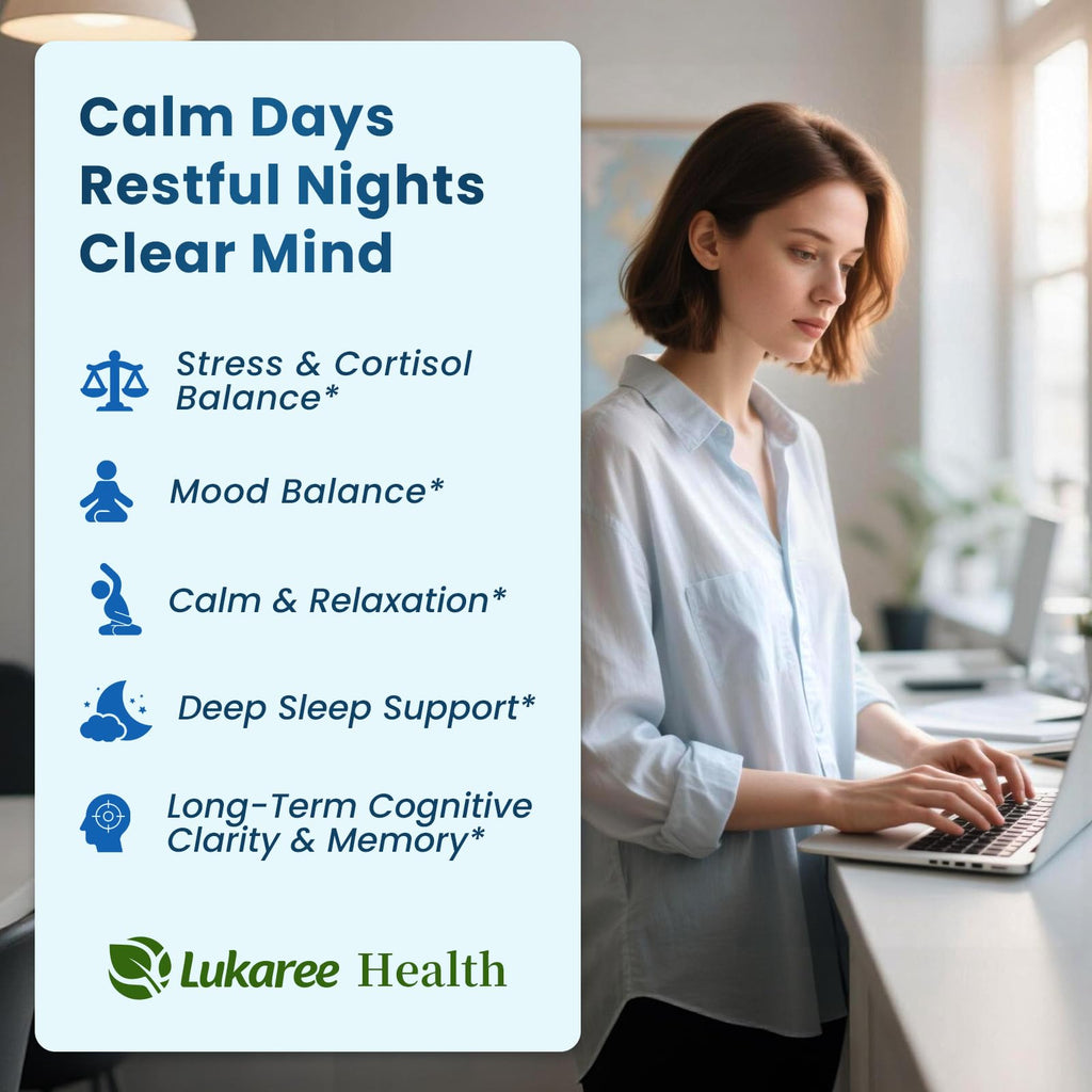 Lithium Orotate 5/10mg, L-Theanine 200mg, Ashwagandha 300mg - Mood Focus Memory Brain Supplements with Bacopa Monnieri, Lion’s Mane, Magnesium, Zinc D3 B6 Folate B12