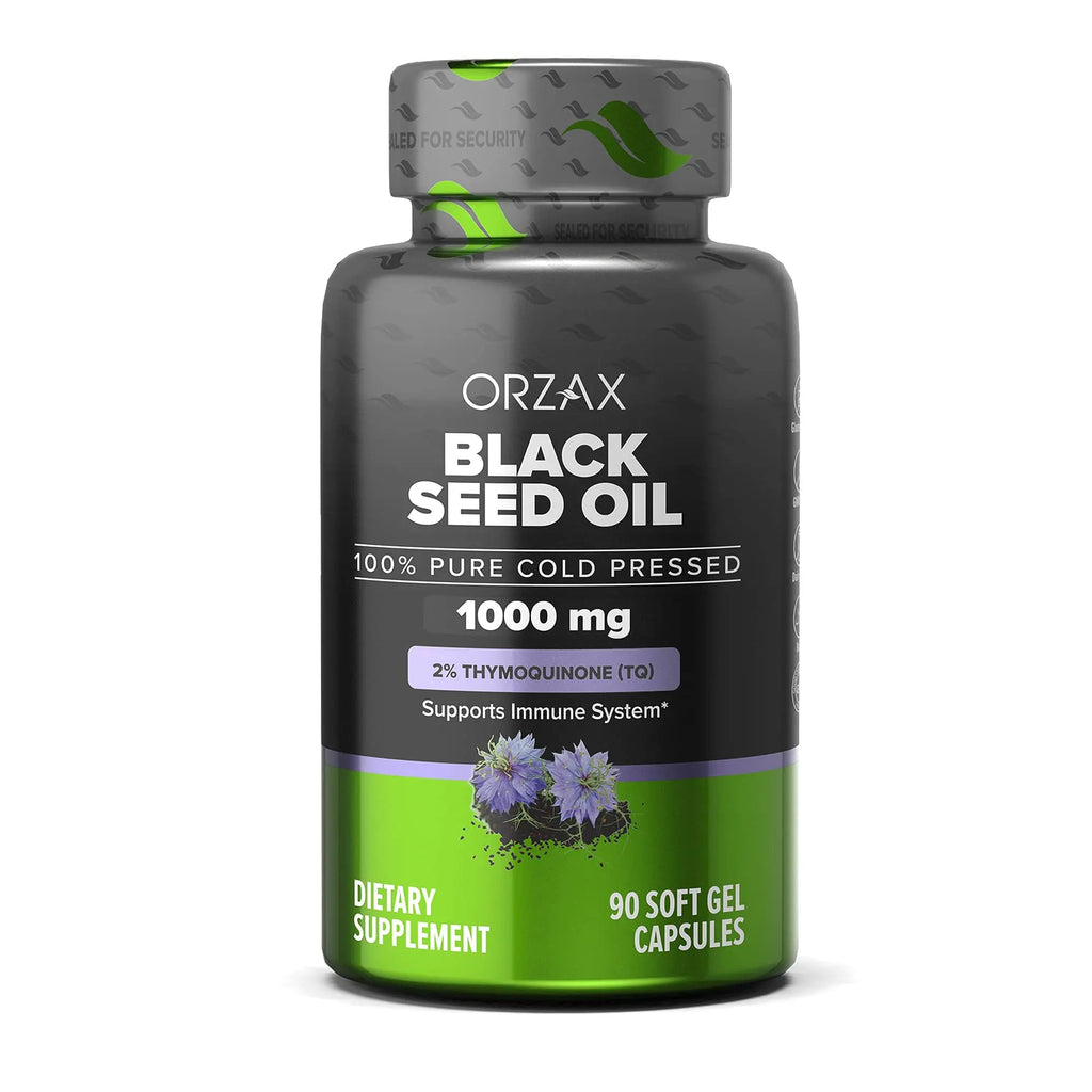 ORZAX Black Seed Oil Organic Cold Pressed Capsules with 2% Thymoquinone ORZAX Au supplements