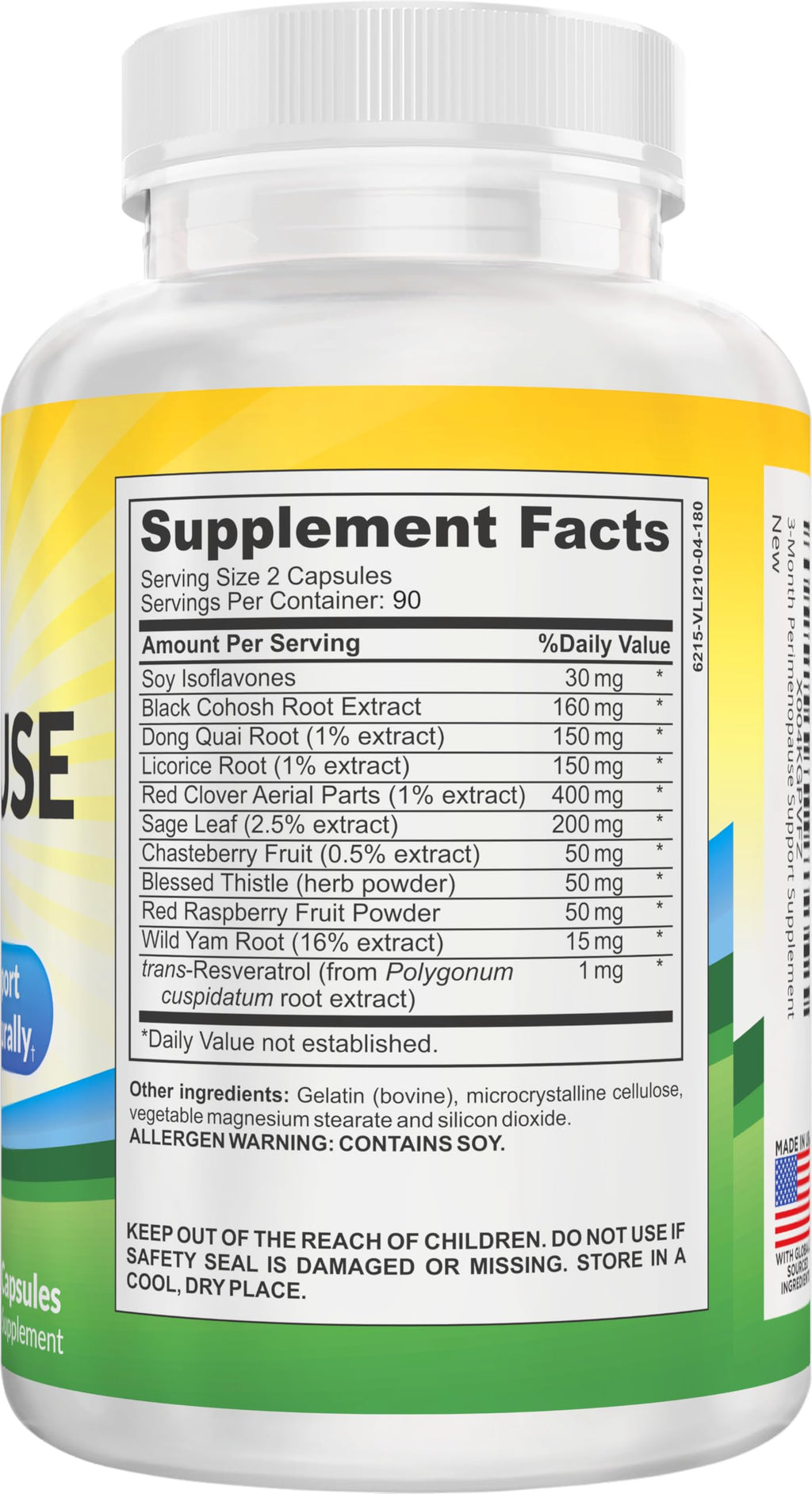 Perimenopause Support (3-Month) Supplement Blend | Women's Health & Hormone Support with 11 Herbs & Extracts | Female Hormonal Balance Supplements | 90-Day Bulk Supply | 180 Capsules Elevate Recovery Supplements Au supplements