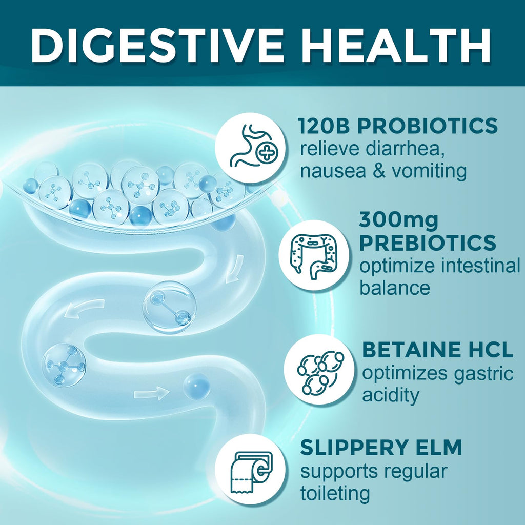 Probiotics for Women-Men Digestive Health with 120 Billion CFUs, Prebiotics and Probiotics for Women-Men, Digestive Enzymes, Nutrient Absorption, Immune Support