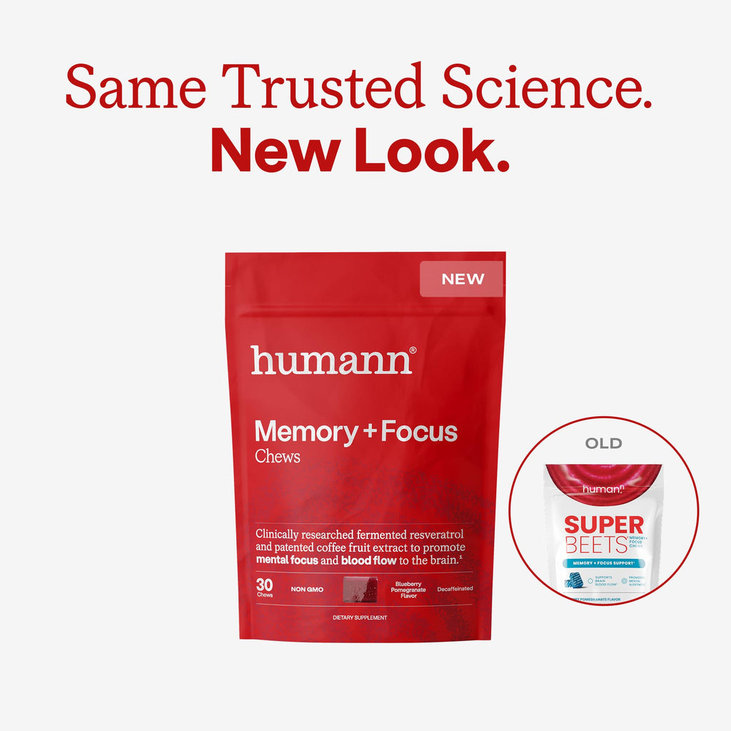 Humann Memory and Focus Chews, Brain Supplement for Mental Alertness with Beet Root Powder, Clinically Studied Nootropics, Resveratrol Plus Beet Root Powder