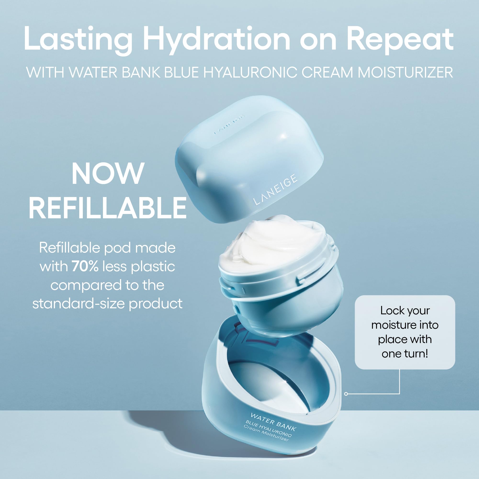 LANEIGE Water Bank Blue Hyaluronic Cream Moisturizer: Hydrating Korean Face Cream with Squalane & Ceramide