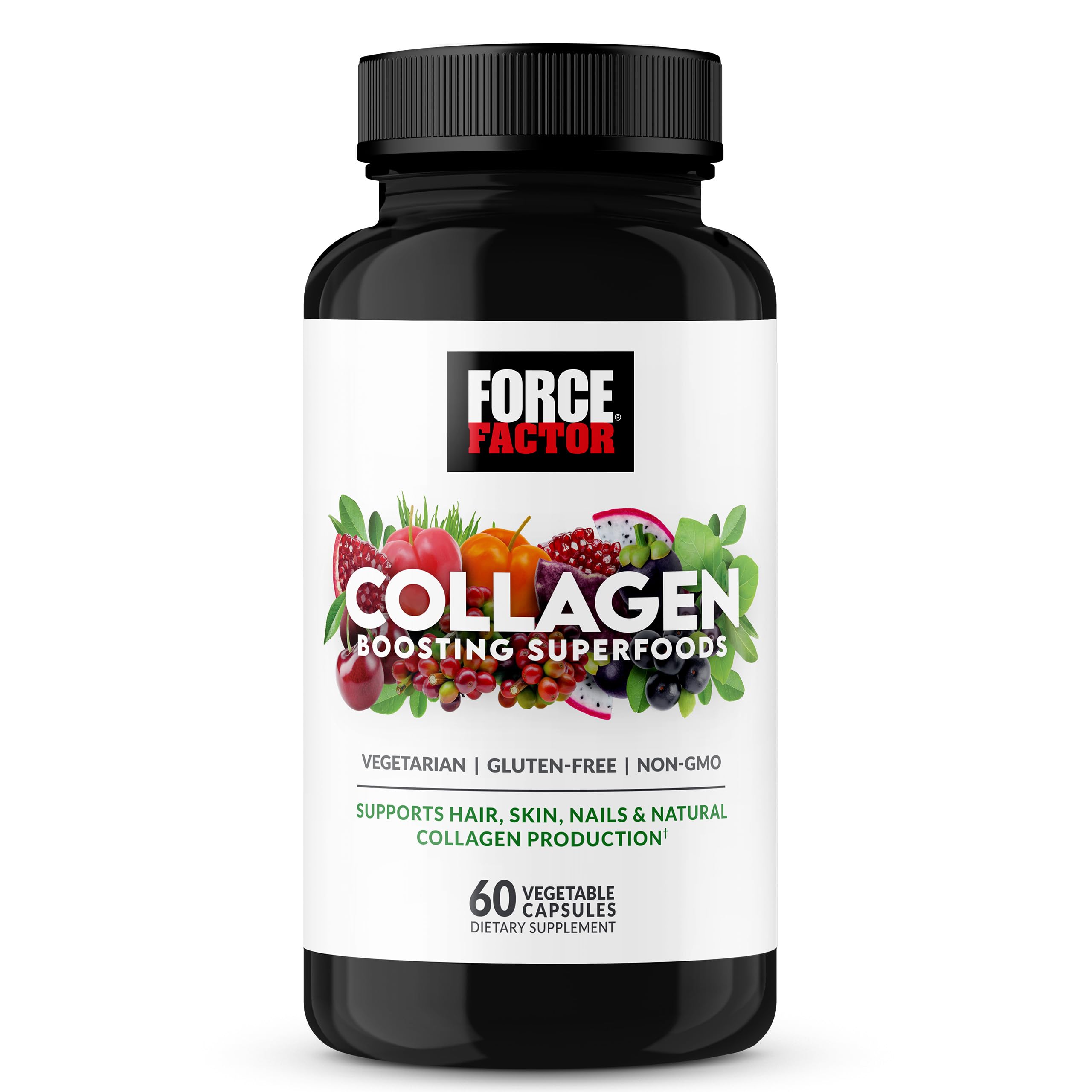 Force Factor Collagen Boosting Superfoods, Vegan Collagen Booster with Hyaluronic Acid, Biotin, Bamboo, Amino Acids & Vitamins for Hair, Skin, and Nails, Strengthener and Skin Supplement, 60 Capsules Force Factor Au supplements