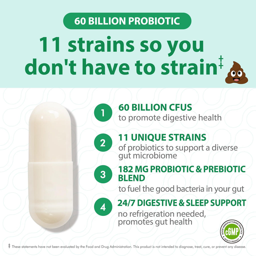 BioJhchang Probiotics Supplements 60 Billion CFUs 11 Diverse Strains Natural Prebiotics for Immune, Digestive Gut Health Supports Occasional Constipation Diarrhea Gas Bloating for Women & Men BioJhchang Au supplements