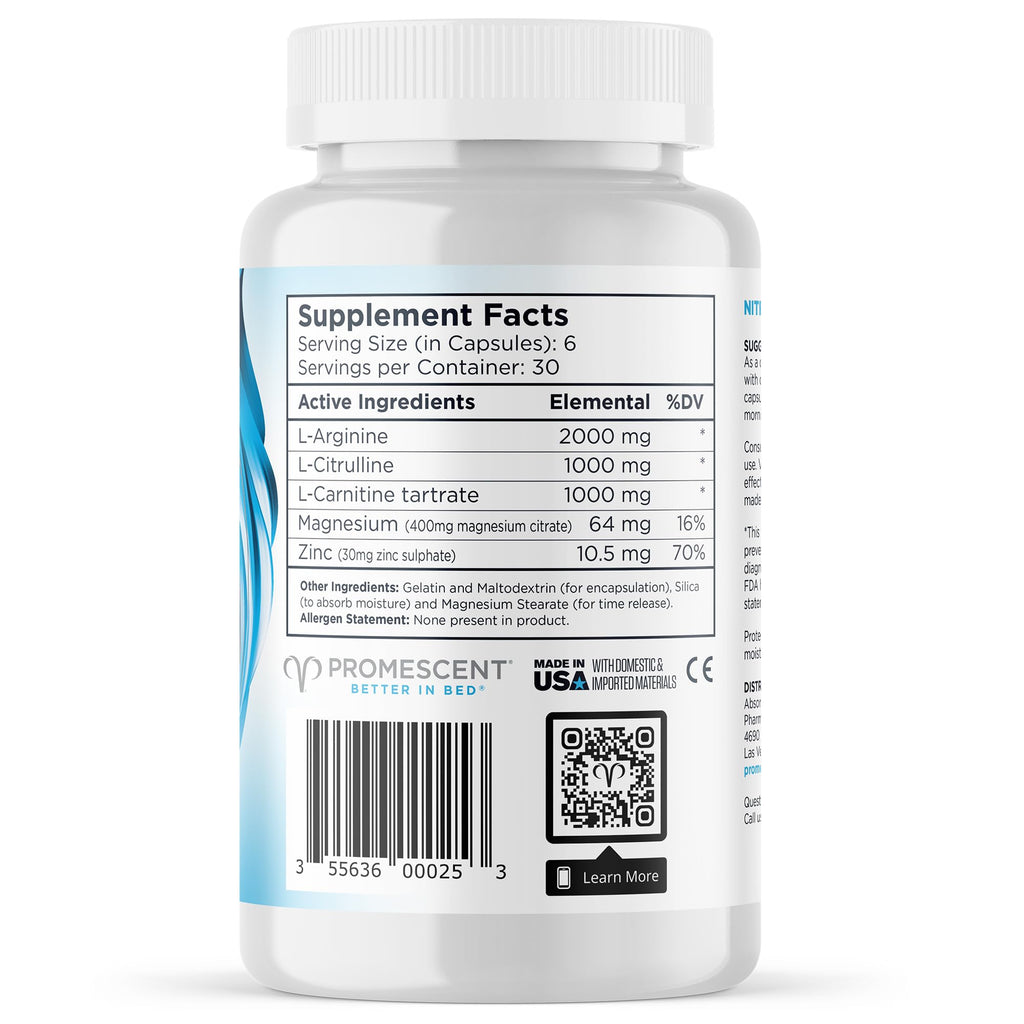 Promescent VitaFLUX Women's Nitric Oxide Booster Supplement, Boost Energy & Performance - Therapeutic Dose of Essential Amino Acids L Arginine, L Citrulline, L Carnitine, Zinc (180 Capsules) Promescent Au supplements