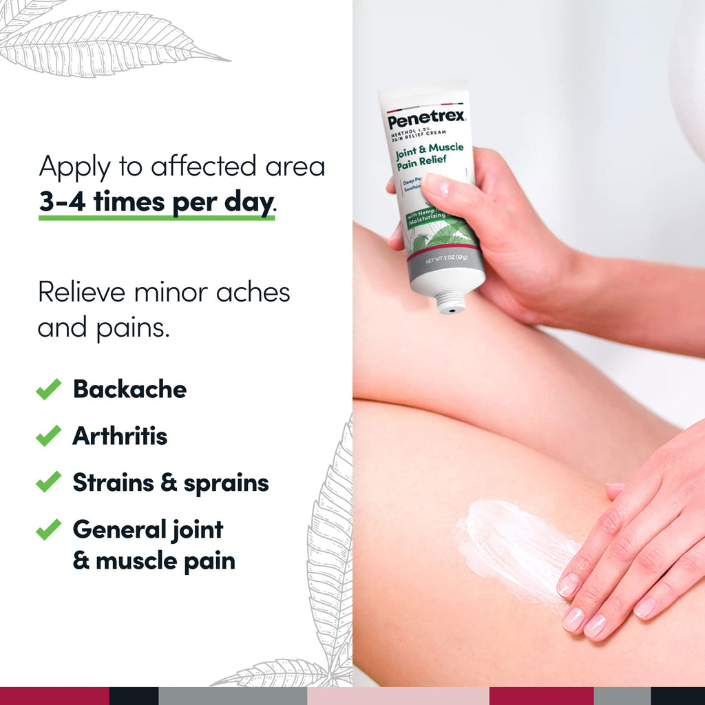 Penetrex Soothing Joint & Muscle Pain Relief Cream with Hemp - Deep Penetrating Menthol, Arnica and Hemp for Soothing, Hydrating Relief - Non-Greasy, Easy to Apply, Pleasant Scent- 2oz Squeezable Tube Penetrex Au supplements