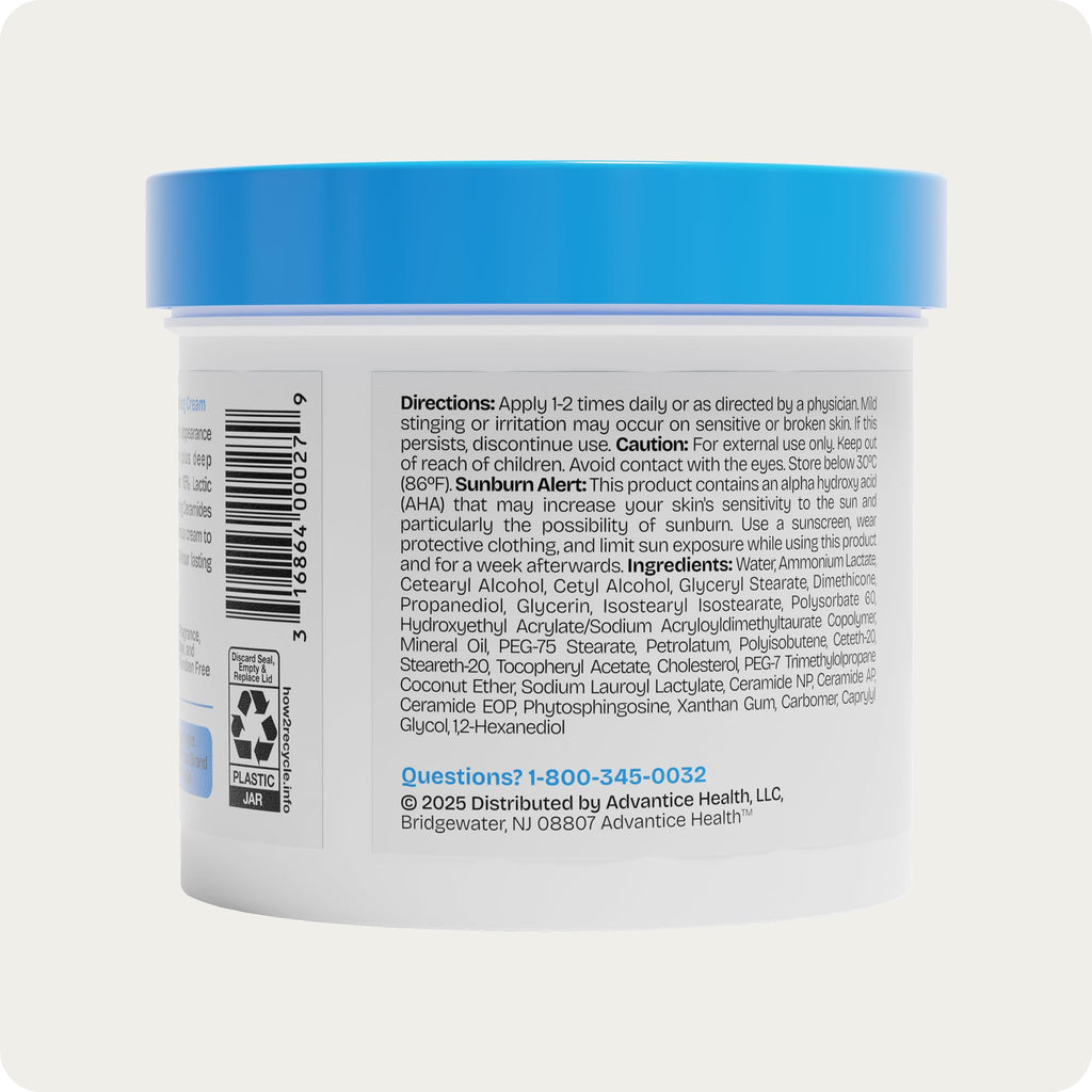 AmLactin Intensive Healing - Therapeutic Body Cream for Extremely Dry Skin - No-Scrub Exfoliator and Body Moisturizer Cream