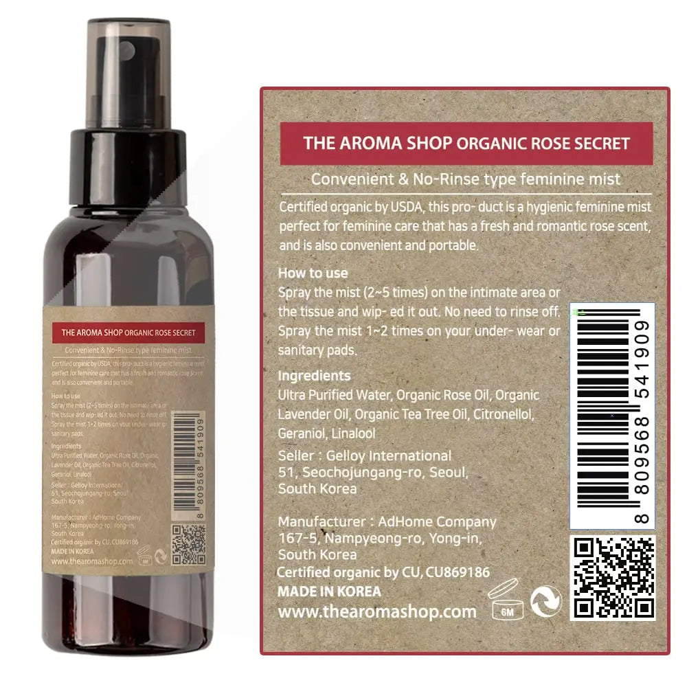 [USDA] TheAromaShop Organic Rose Secret- Natural feminine Spray,Intimate Care The Aroma Shop Au supplements