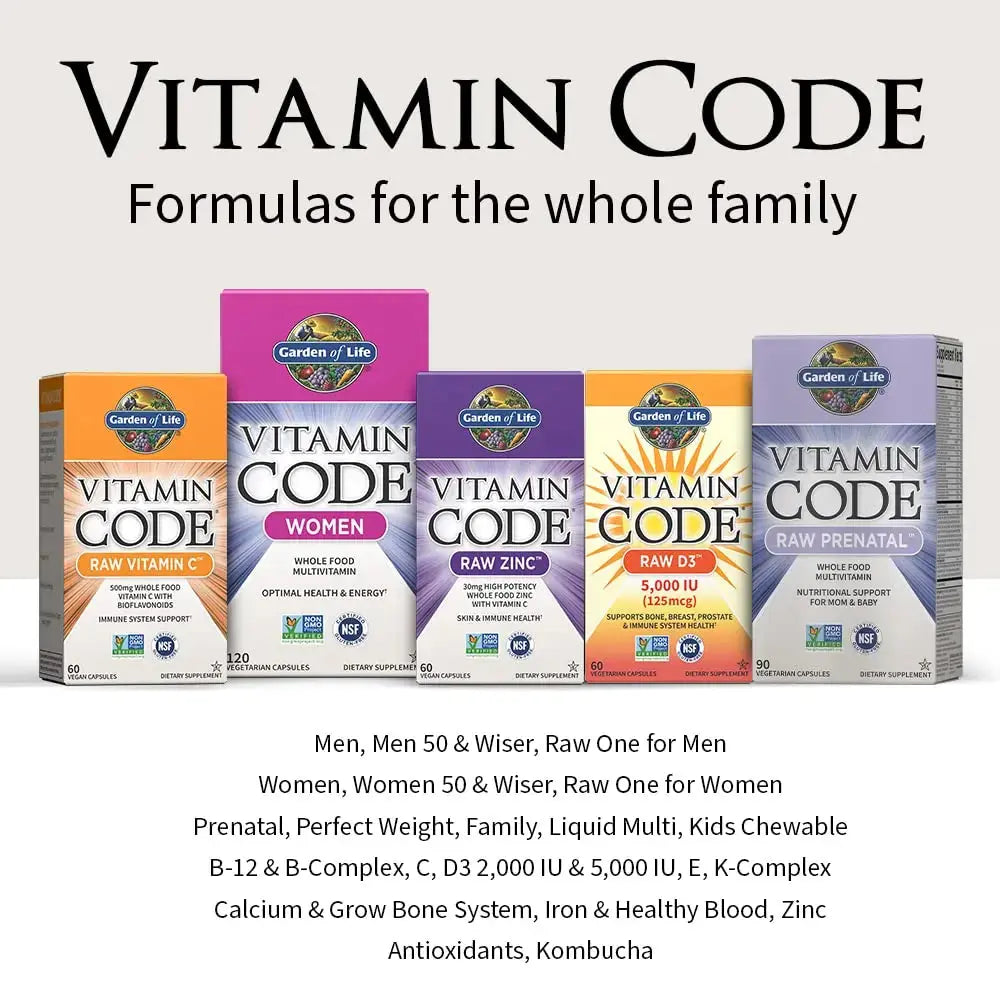 Garden of Life Multivitamin for Women, Men & Kids Age 6 and up, Vitamin Code Family Multi - 120 Vegetarian Capsules, Whole Food Vitamins Garden of Life Au supplements