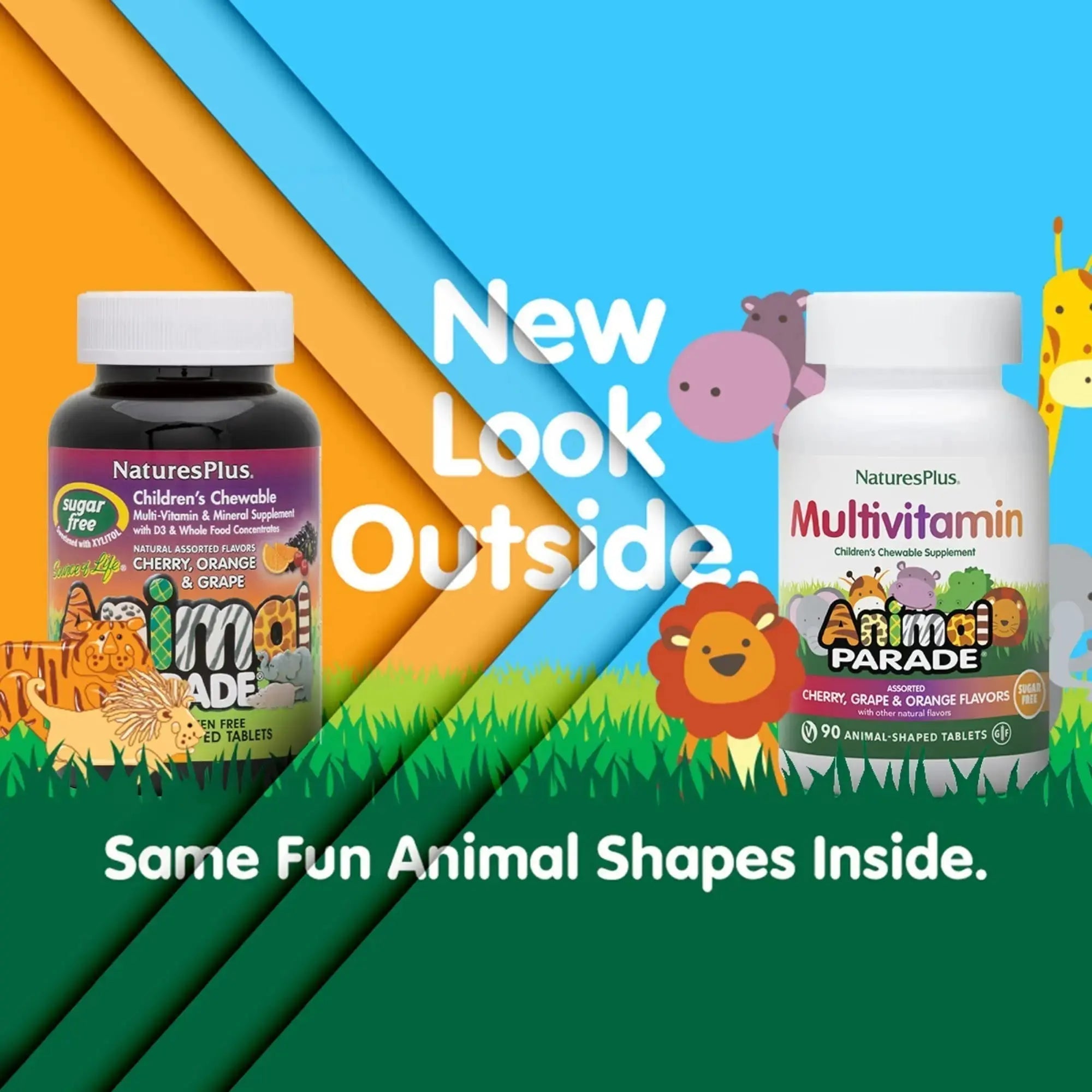 NaturesPlus Animal Parade Sugar-Free Children's Multivitamin - Assorted Cherry, Grape & Orange Flavors - Pack of 2 NaturesPlus Au supplements