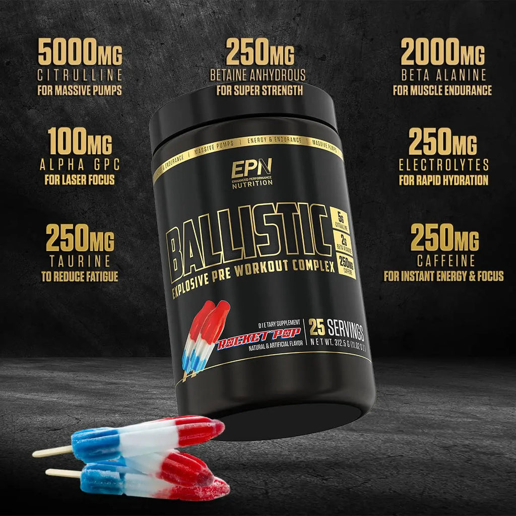 BALLISTIC Pre Workout | #1 New Pre Workout Powder w/ Nitric Oxide Booster, Electrolytes EPN Supplements Au supplements
