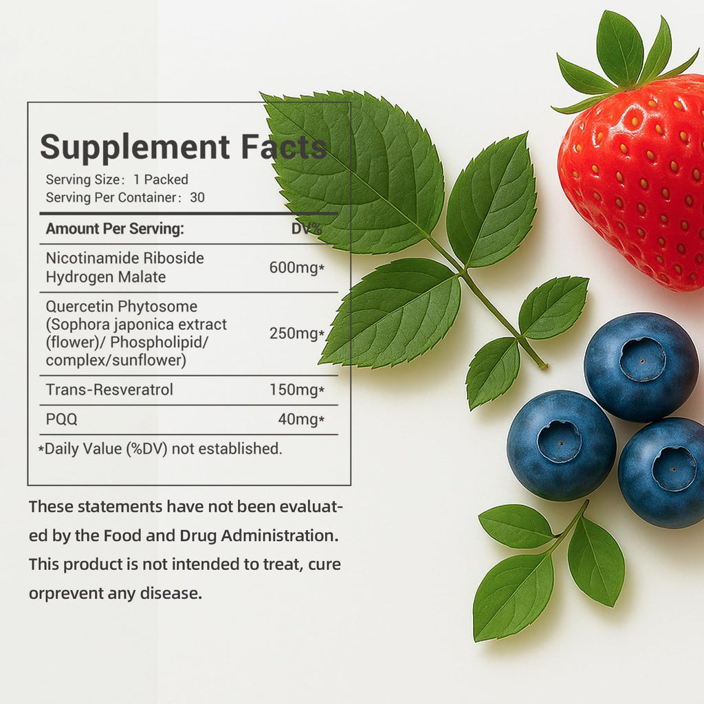 NAD Supplement 1000mg with Resveratrol Pure Organic Liquid Packets - Nicotinamide Riboside Supplements with PQQ - Liposomal NAD+ Berry Flavor Drink - Cellular Energy & Anti-Aging Support, 30 Packs YYURAURB Au supplements