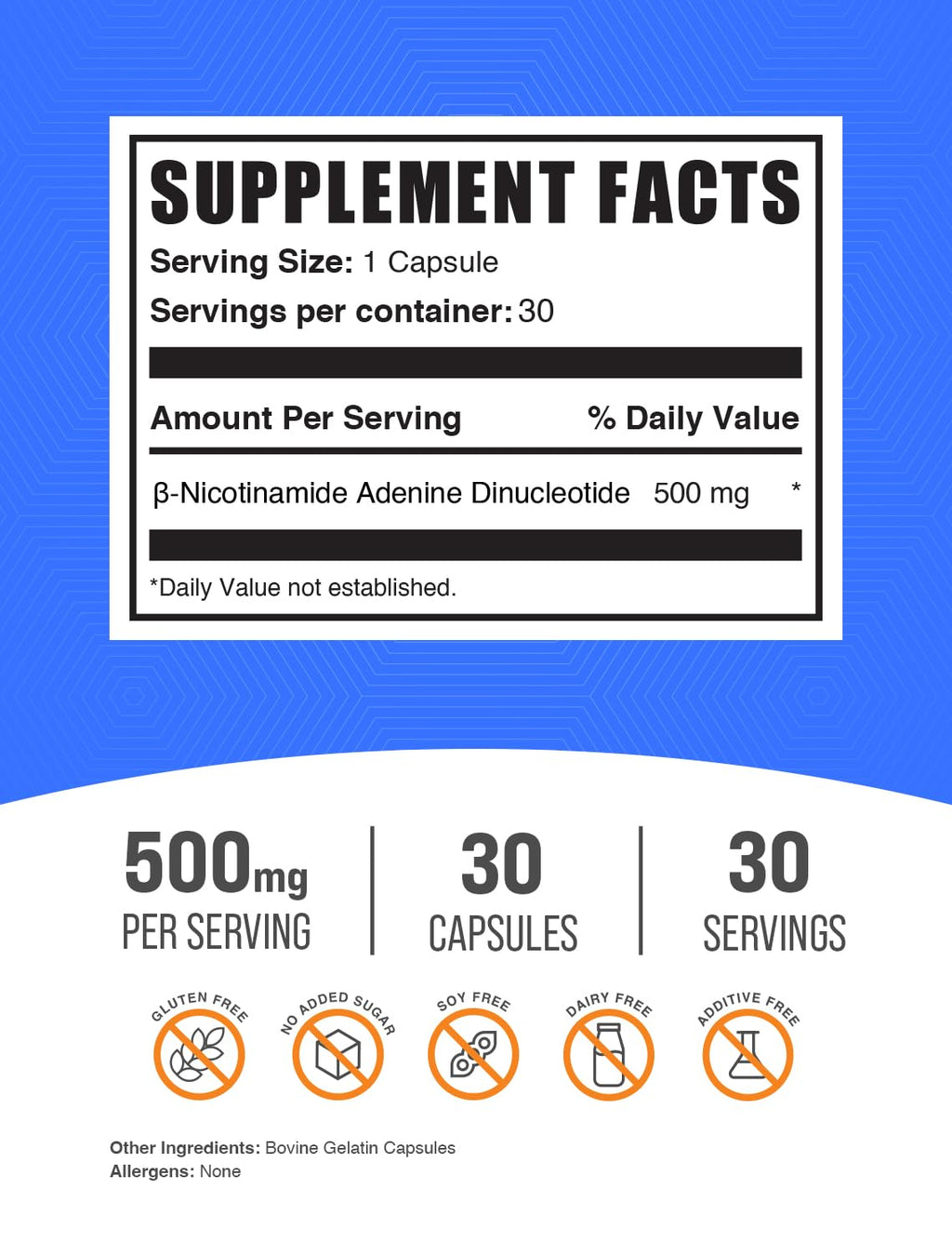 BulkSupplements.com NAD Capsules - Nicotinamide Adenine Dinucleotide, NAD Supplement 500mg - for Energy Support, Pure & Gluten Free, 1 Capsule per Serving, 30 Capsules (Pack of 1) BulkSupplements Au supplements