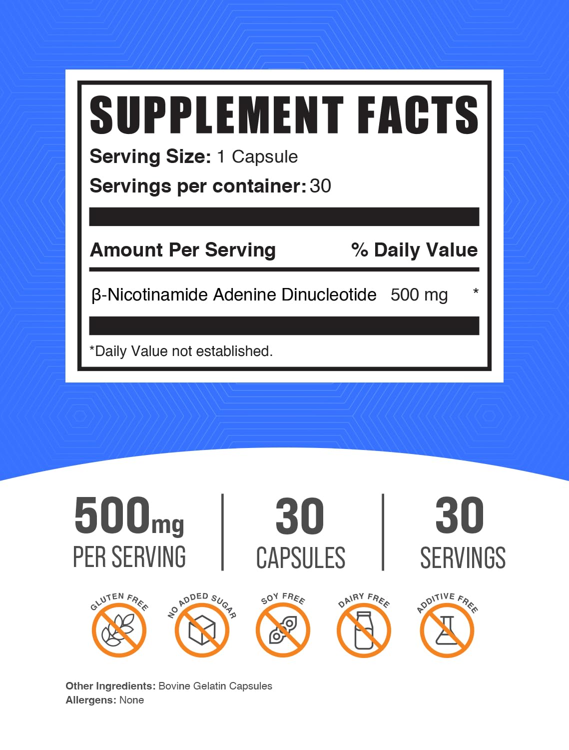 BulkSupplements.com NAD Capsules - Nicotinamide Adenine Dinucleotide, NAD Supplement 500mg - for Energy Support, Pure & Gluten Free, 1 Capsule per Serving, 30 Capsules (Pack of 1) BulkSupplements Au supplements