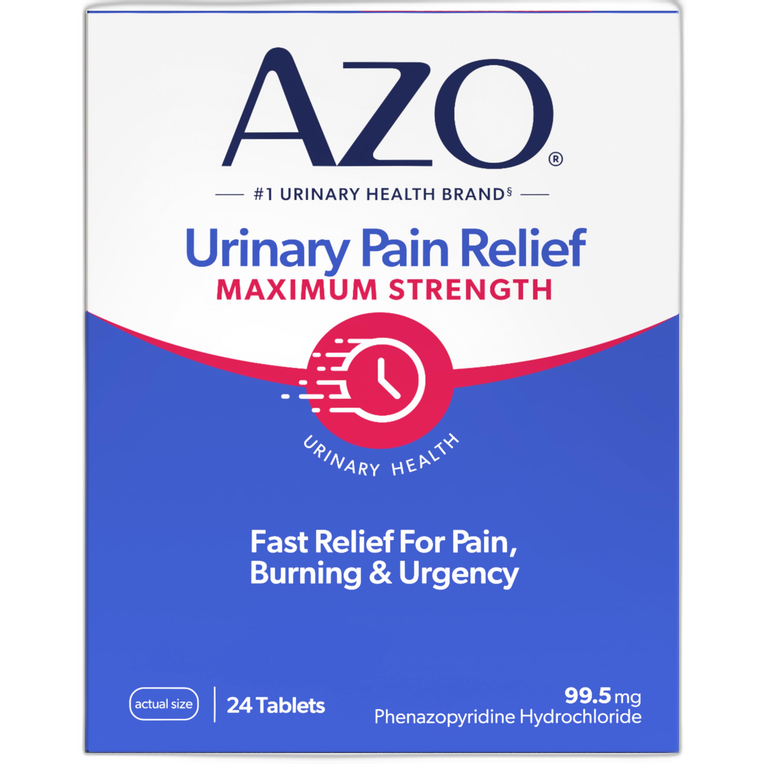 AZO Urinary Pain Relief Maximum Strength, Fast relief of UTI Pain, Burning & Urgency, Targets Source of Pain, #1 Most Trusted Brand, 24 Tablets AZO Au supplements