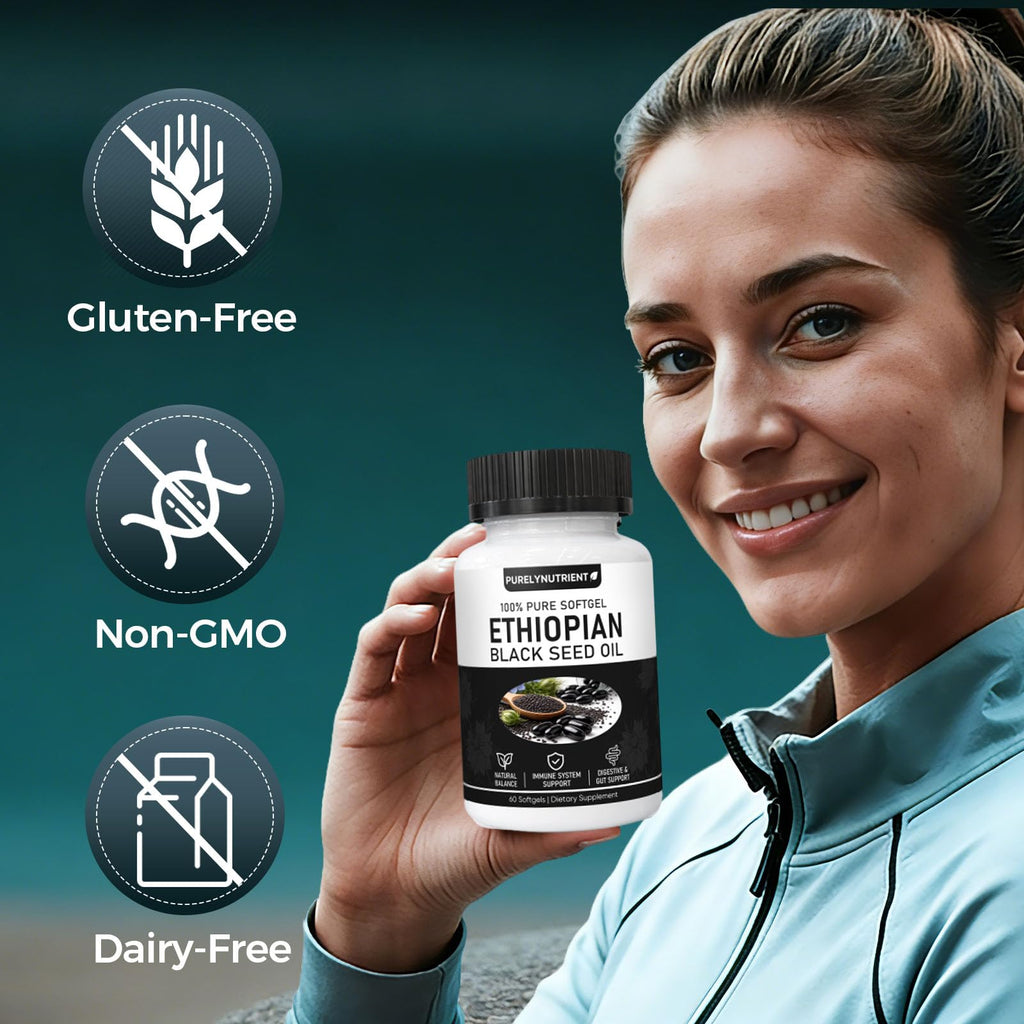 TUVAAZ PURELYNUTRIENT Ethiopian Black Seed Oil Capsules with 4.64% Thymoquinone, Immune Support & Digestion & Energy Booster