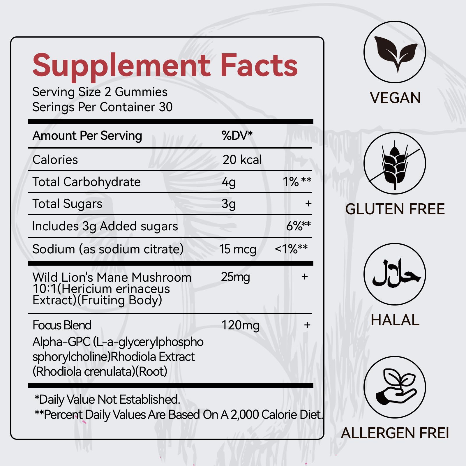 Mushroom Gummies with Lion’s Mane - Alpha Brain Gummy for Focus & Memory - Nootropic Focus Gummies with Rhodiola & Alpha-GPC – Vegan Brain Supplement, Raspberry Pomegranate Flavor, 60 Count (1) QualiLife Au supplements