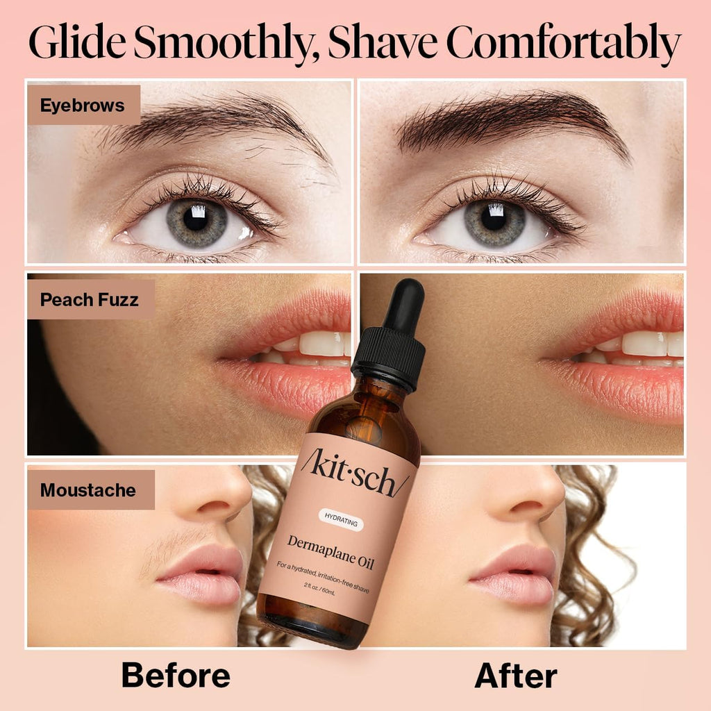 Kitsch Dermaplane Face Oil with Jojoba & Argan Oil – Hydrating Facial Formula for Dermaplaning Tool, Gua Sha & Razor Use