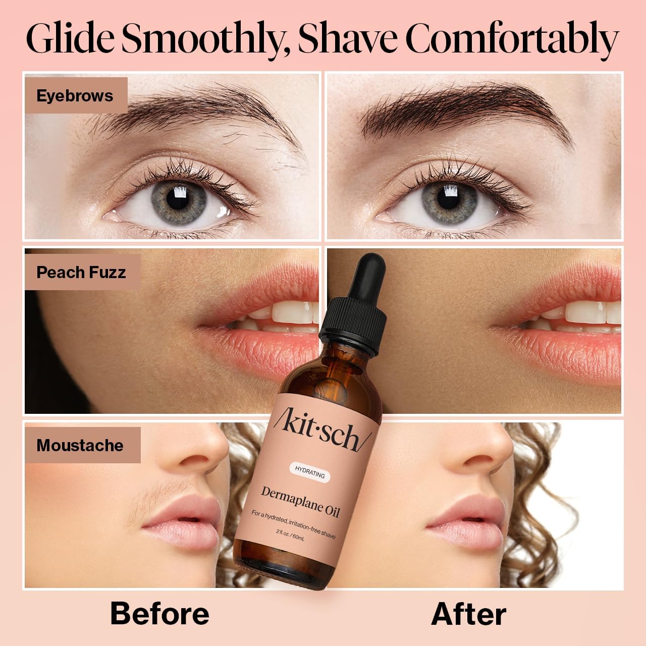 Kitsch Dermaplane Face Oil with Jojoba & Argan Oil – Hydrating Facial Formula for Dermaplaning Tool, Gua Sha & Razor Use