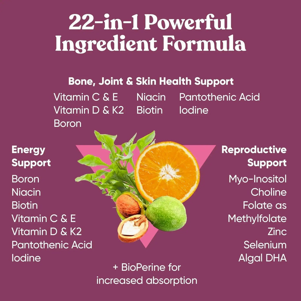 Next Gen Multivitamin for Women – 22 Optimized Vitamins for Immunity, Beauty, Brain, Energy, Bones and Heart – Vitamin C, D, E, K, Iron, B6 and DHA Eu Natural Au supplements