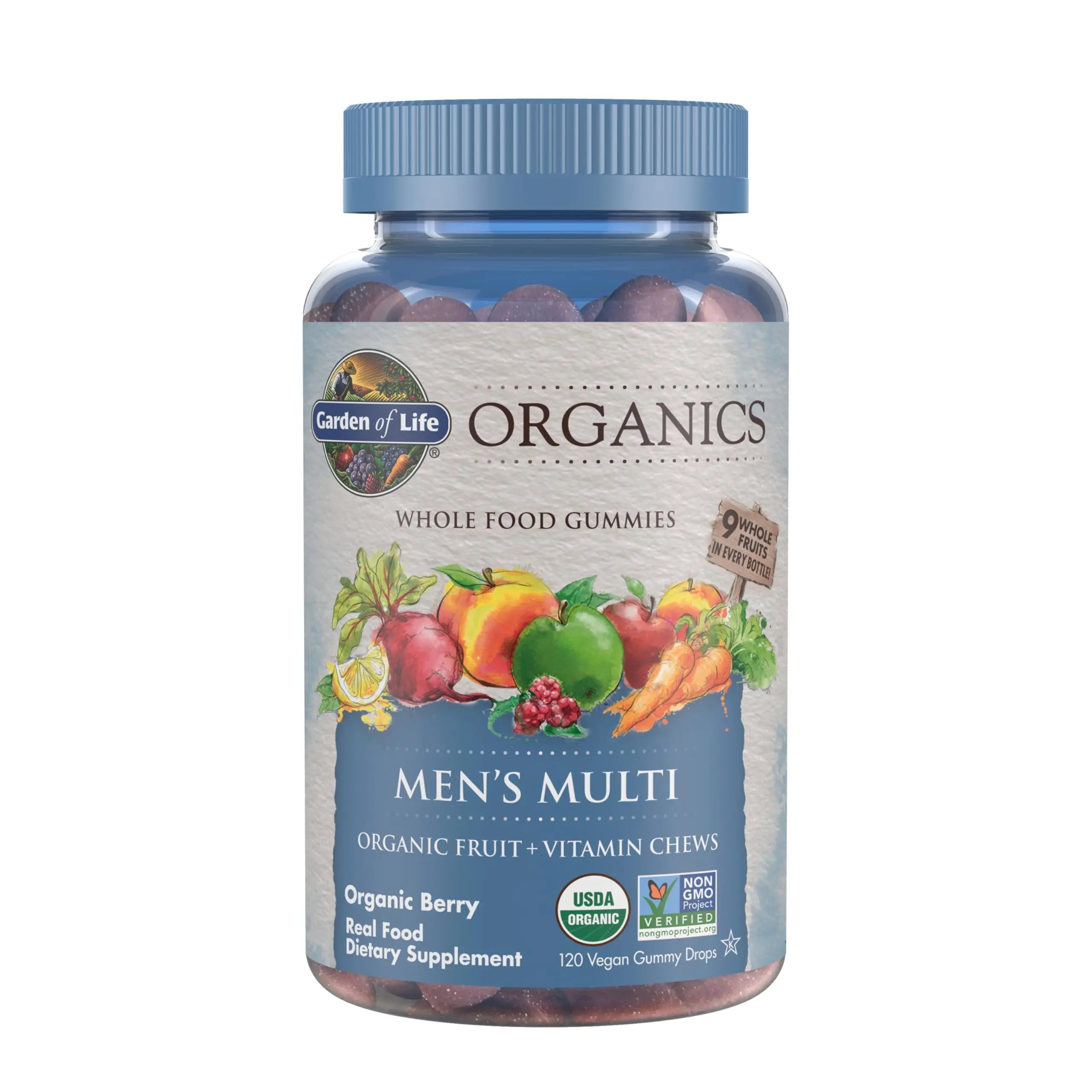 Garden of Life Organics Men's Gummy Vitamins - Berry - Certified Organic, Non-GMO, Vegan, Kosher Complete Multi - Methyl B12, C & D3 - Gluten Garden of Life Au supplements