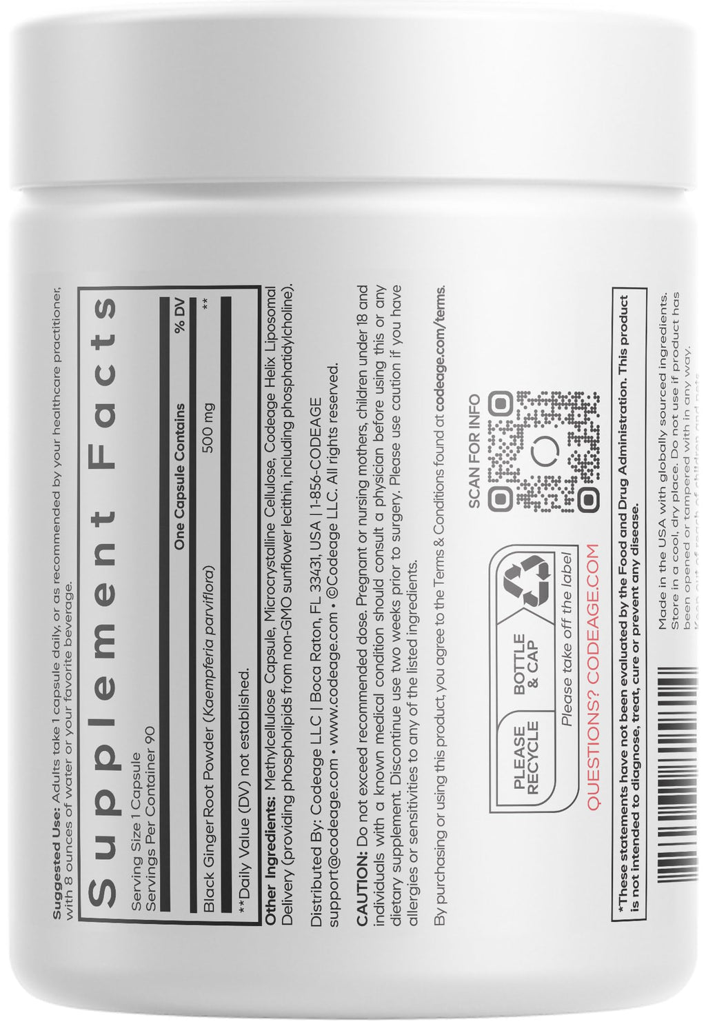 Codeage Liposomal Black Ginger Supplement - Kaempferia Parviflora Root Powder - 3-Month Supply - Ginger Root Pills and Herbal Root - Liposomal Delivery - 1 Capsule Per Serving - Non-GMO - 90 Capsules Codeage Au supplements