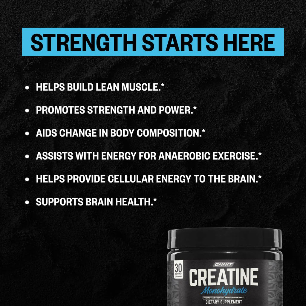 ONNIT Creatine Monohydrate Powder, IGEN™ Non-GMO Tested – 5g Premium Creatine for Muscle Strength, Power & Lean Mass, Supports Brain Health & Cellular Energy, Unflavored, 30 Servings, 5.29 oz 2-Pack ONNIT Au supplements