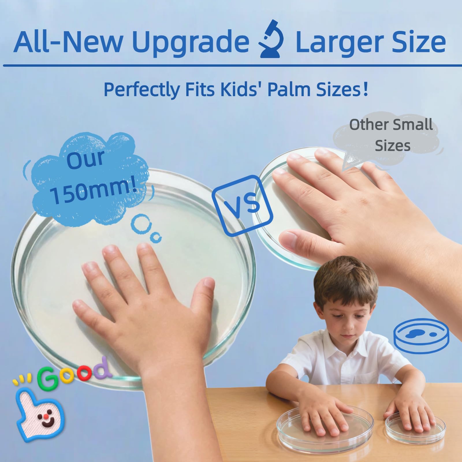 Giant Microbiology Bacteria Science Kit for Kids:2 XL 150mm Prepoured Nutrient Agar Plates, Petri Dishes with Agar & Colony Characteristics Poster for School Projects & Educational Gifts Mosynex Au supplements