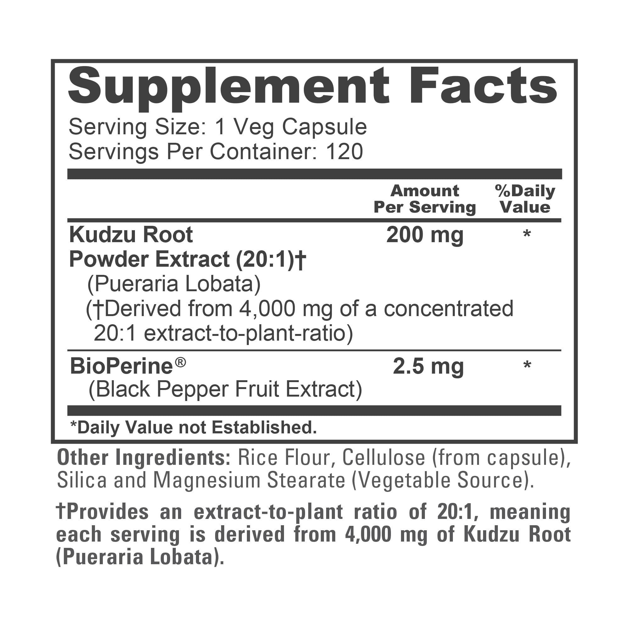 NusaPure Kudzu Root 20:1 Extract, 200 mg Equivalent to 4,000mg - 120 Veggie Capsules (Non-GMO, Vegan, Bioperine) NusaPure Au supplements