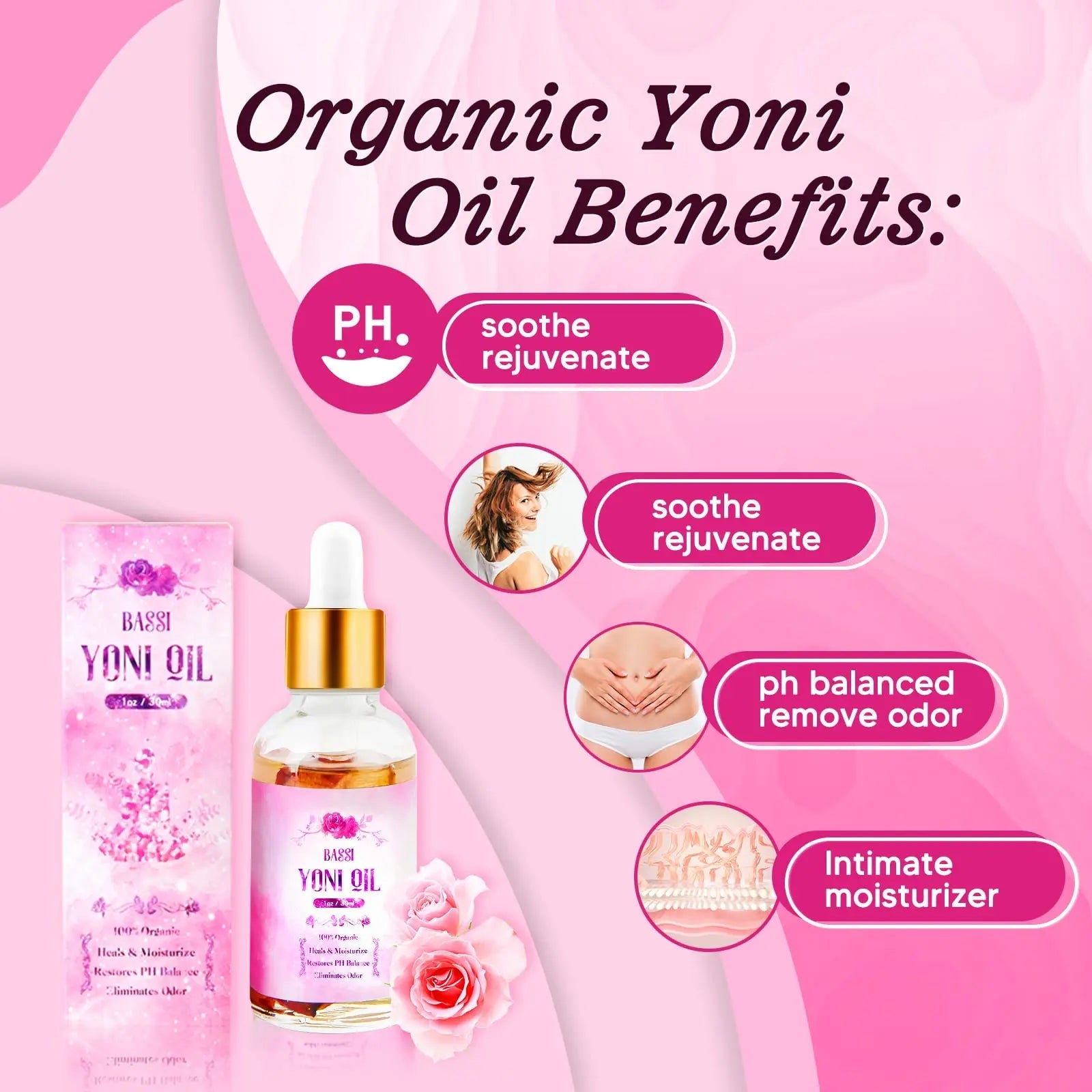 Feminine Wash & Yoni Oil & Yoni Soap Set for Women, Yoni Wash for Vaginal Ph Balance Remove Odor BASSI Au supplements