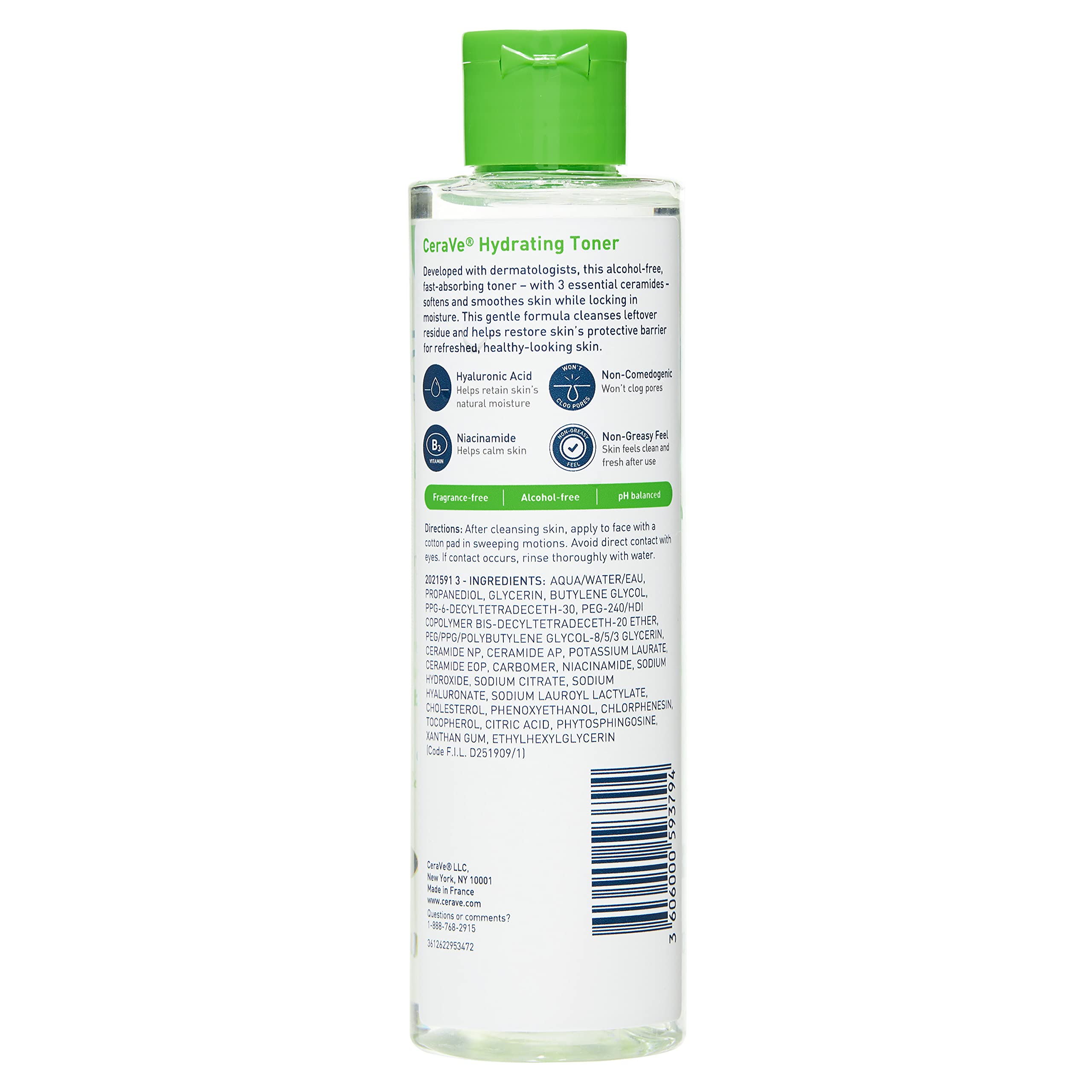 CeraVe Hydrating Toner for Face Non-Alcoholic with Hyaluronic Acid, Niacinamide, and Ceramides for Sensitive Dry Skin